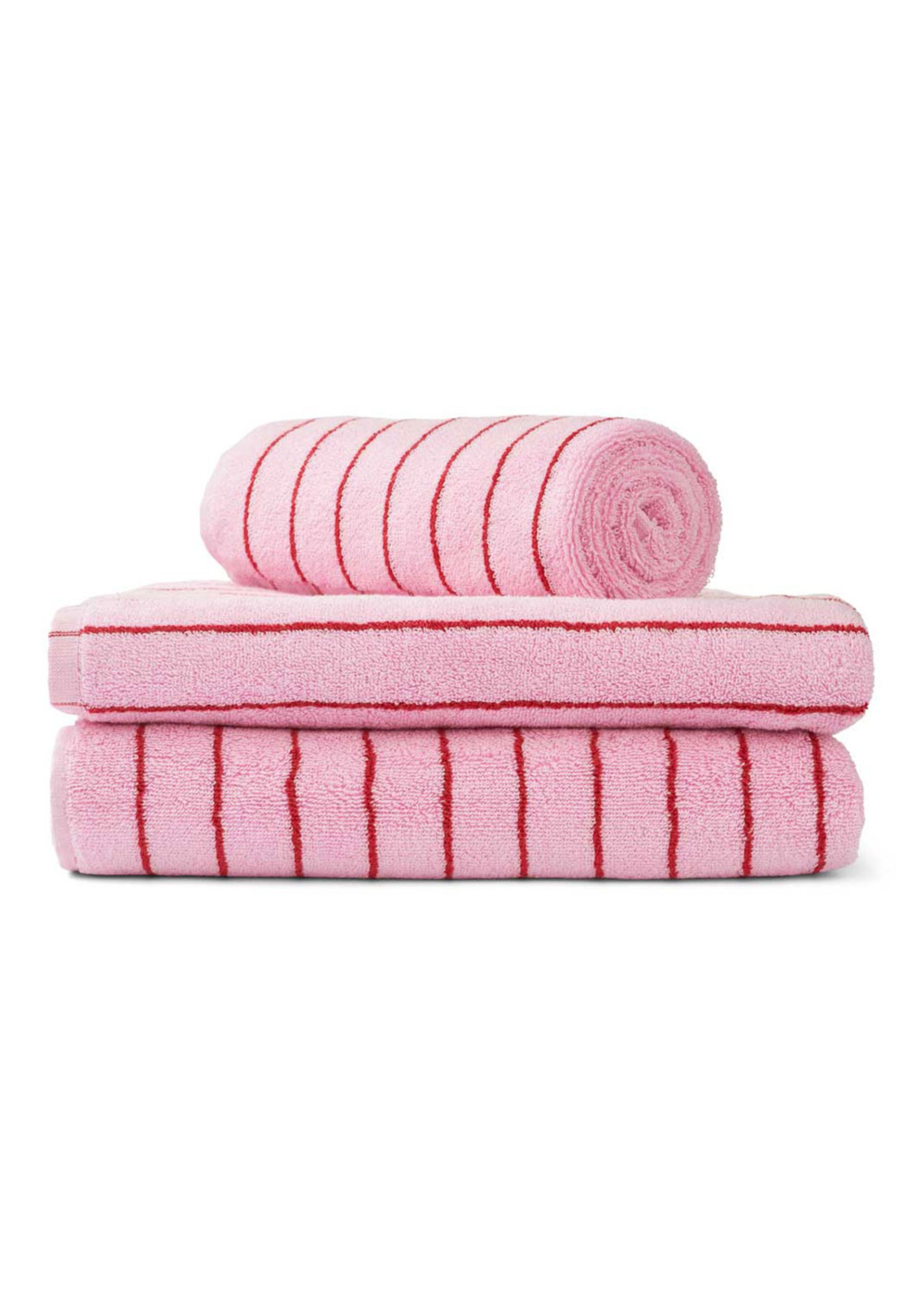 Bongusta - Håndklæde - Naram Towels - Baby Pink / Ski Patrol Red