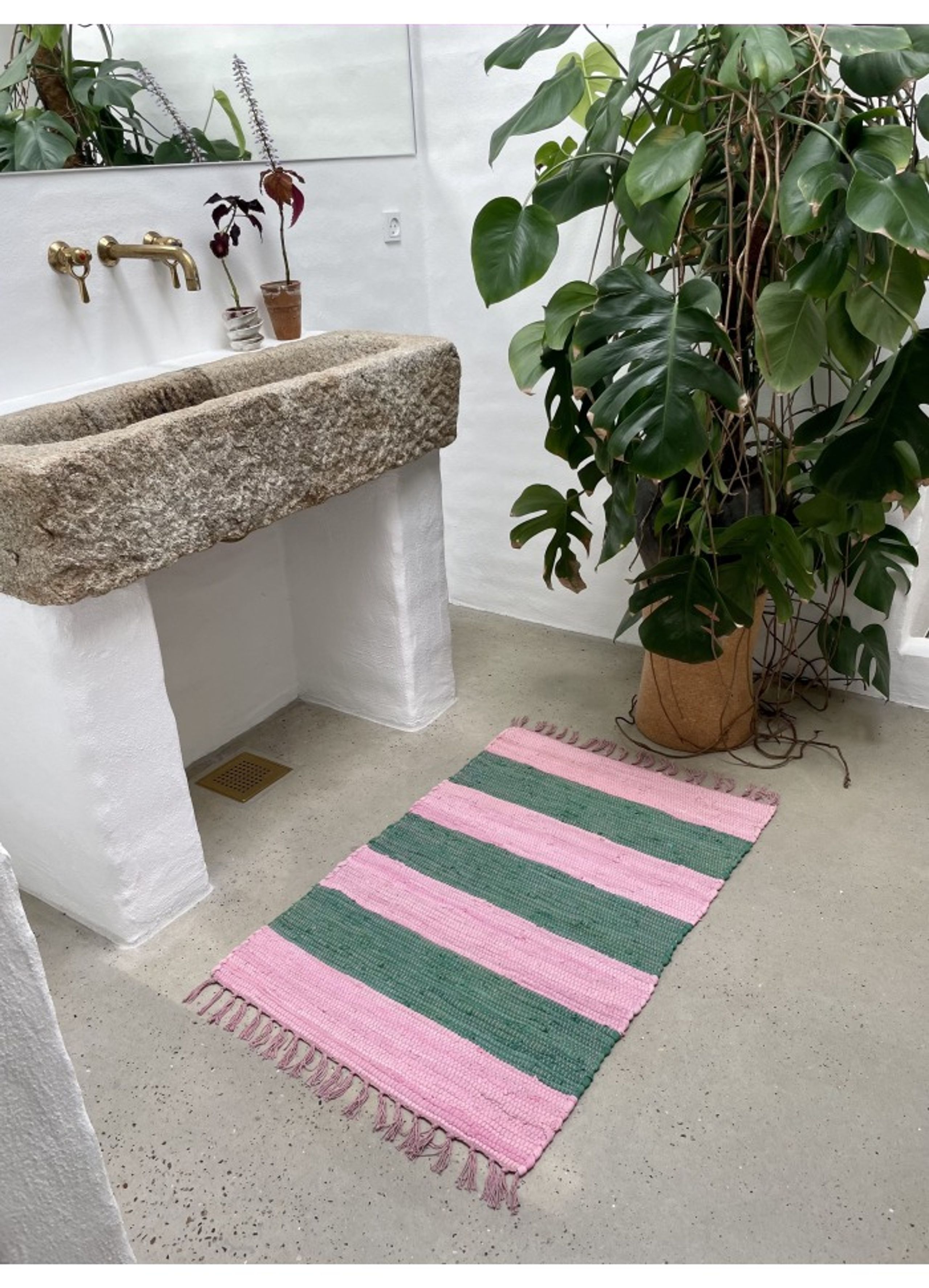 Bongusta - Blanket - Chindi Rug - pink & grass