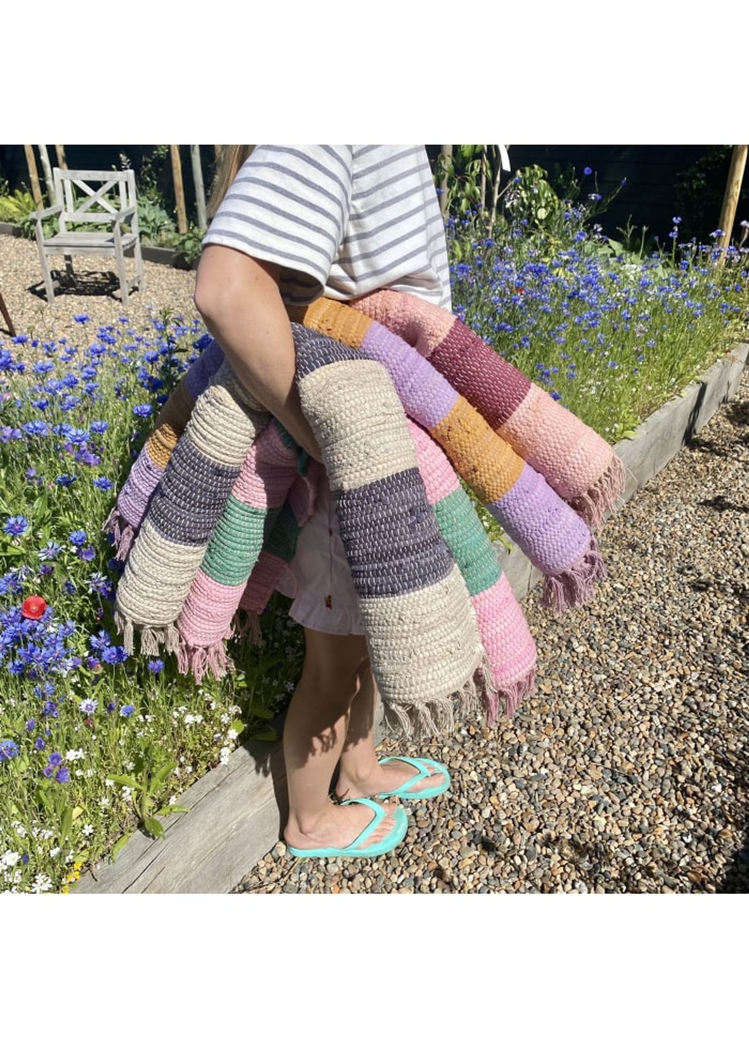 Bongusta - Blanket - Chindi Rug - pink & grass