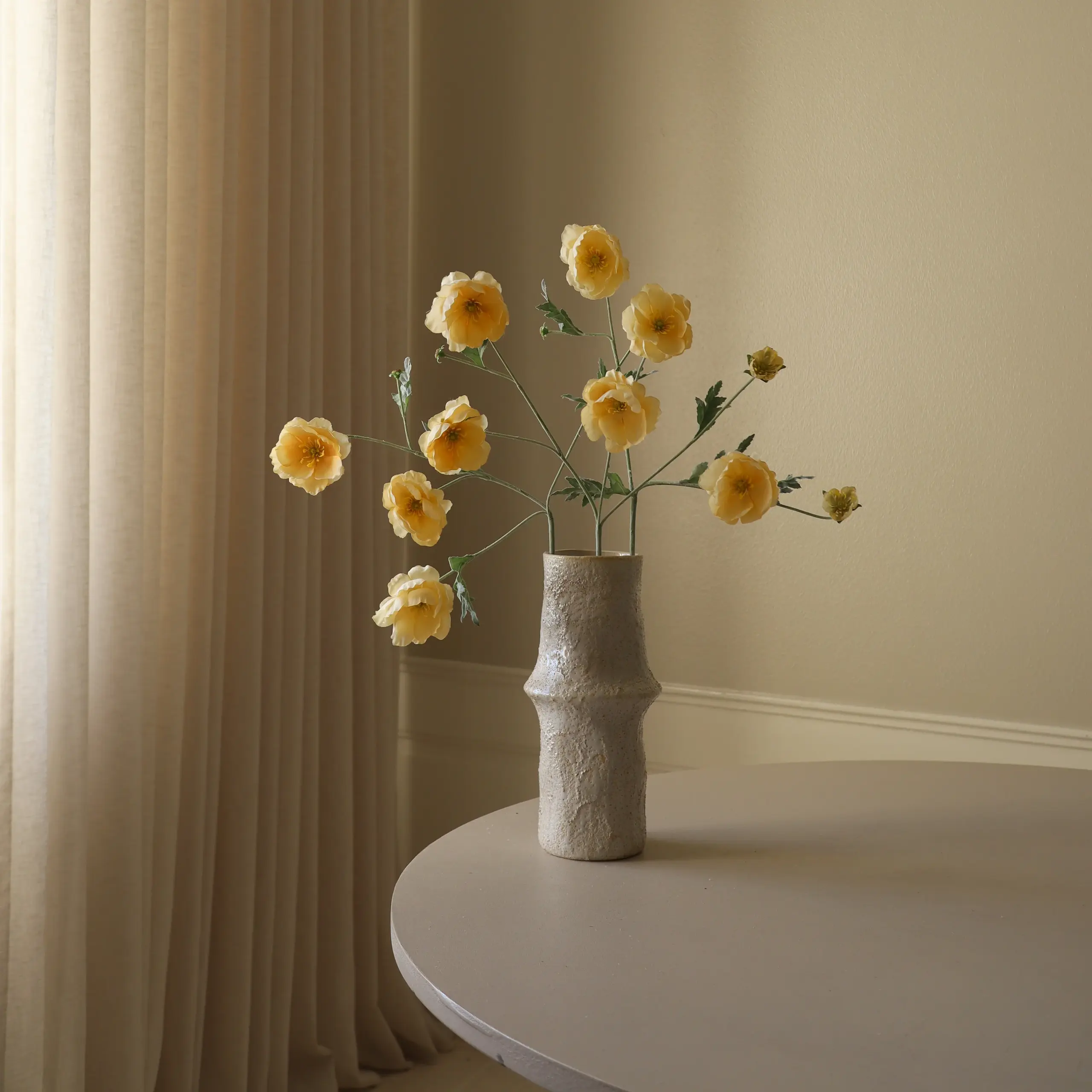 Botané - Fleurs artificielles - Flower stems - Yellow Four Heads Poppy Flower