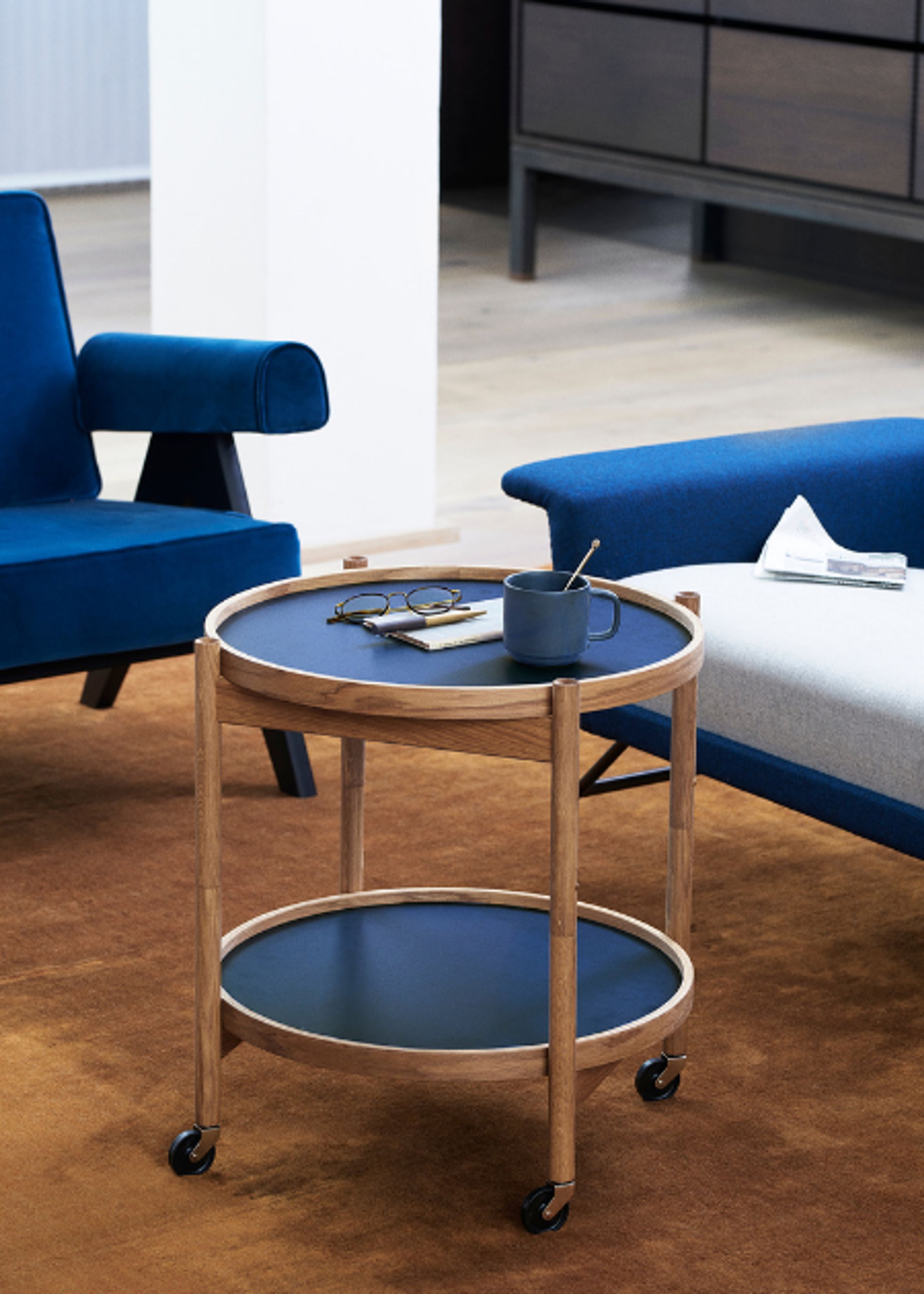 Brdr. Krüger - Plateau - Bøg Natur Ubehandlet - WATER (Blå / Mørk Blå)