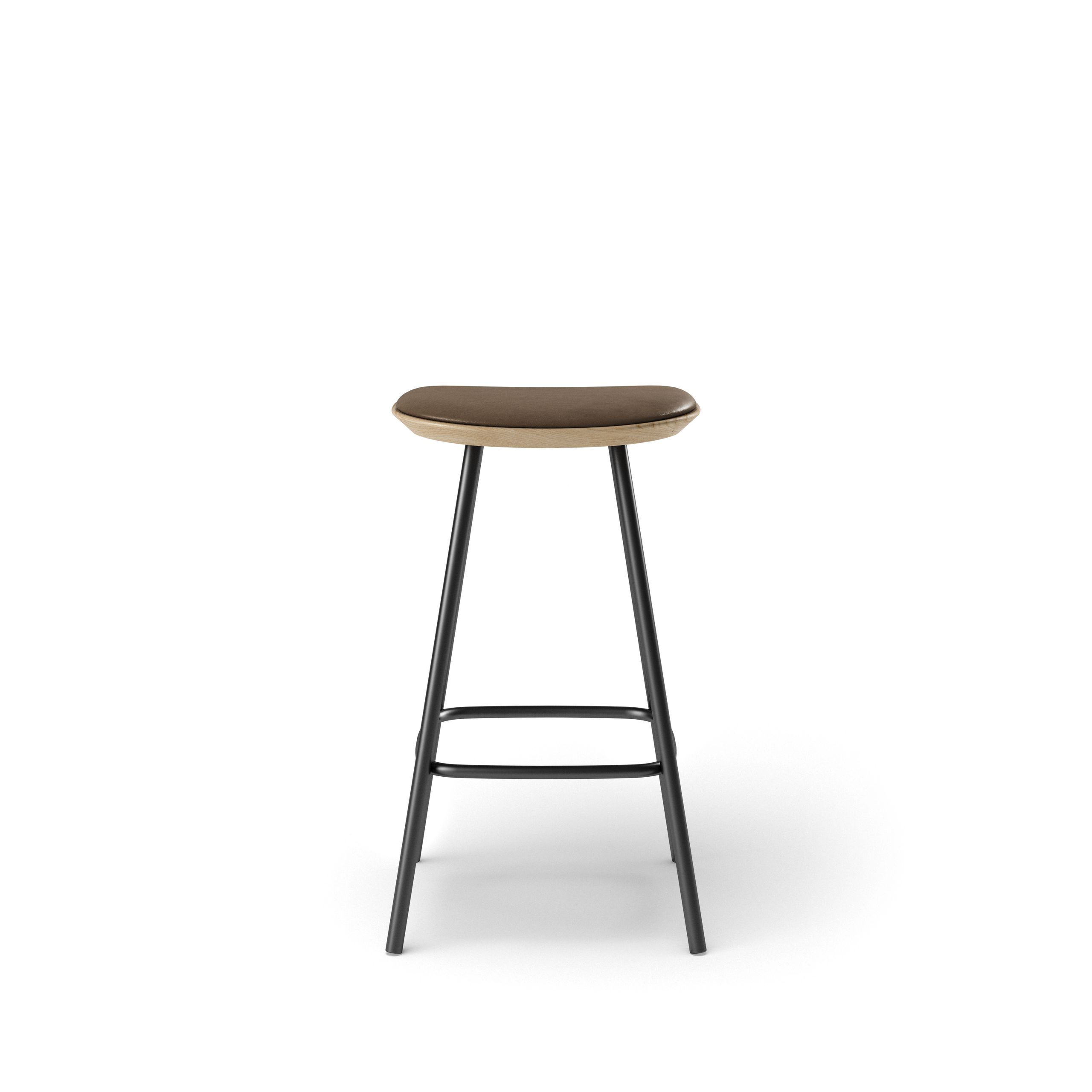 Brdr. Krüger - Bar stool - Pauline Barstol 65 cm m. sort metalstel - Spectrum, Cinnamon Læder - 30146