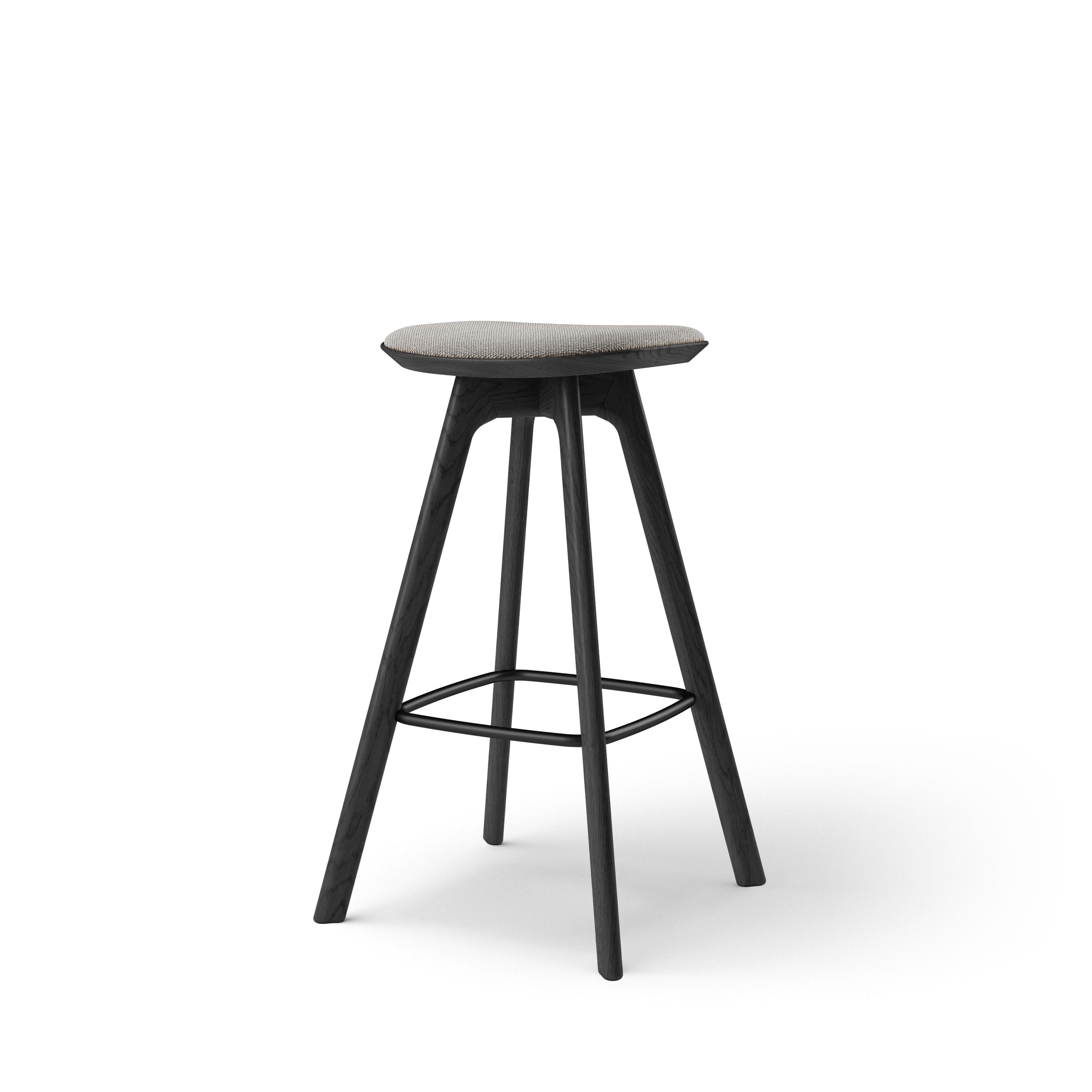 Brdr. Krüger - Barhocker - Pauline Barstol 75 cm - Eg Sortmalet - Hallingdal, Grå Tekstil - 0113