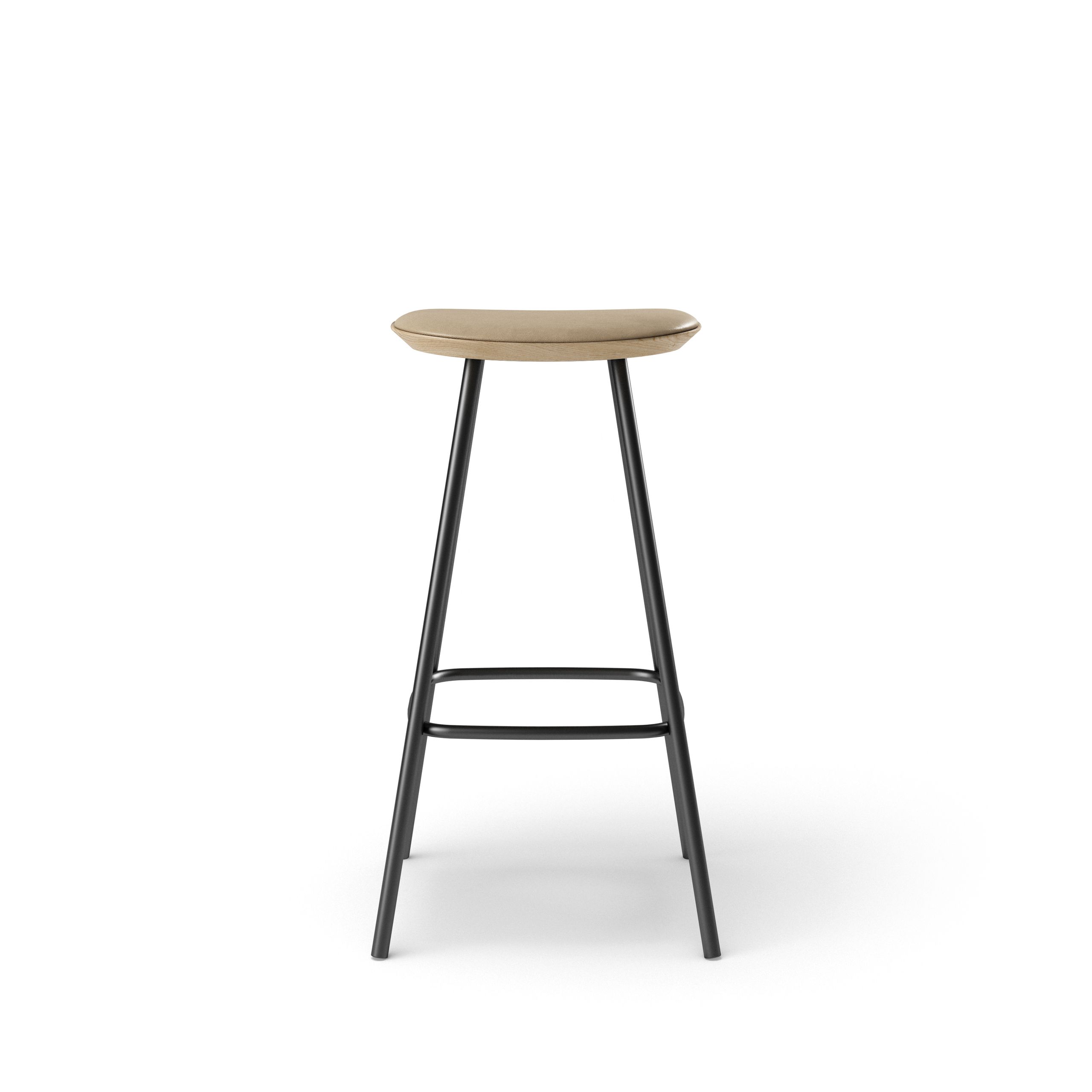 Brdr. Krüger - Tabouret de bar - Pauline Barstol 75 cm metalstel - - Spectrum, Almond Læder - 30150