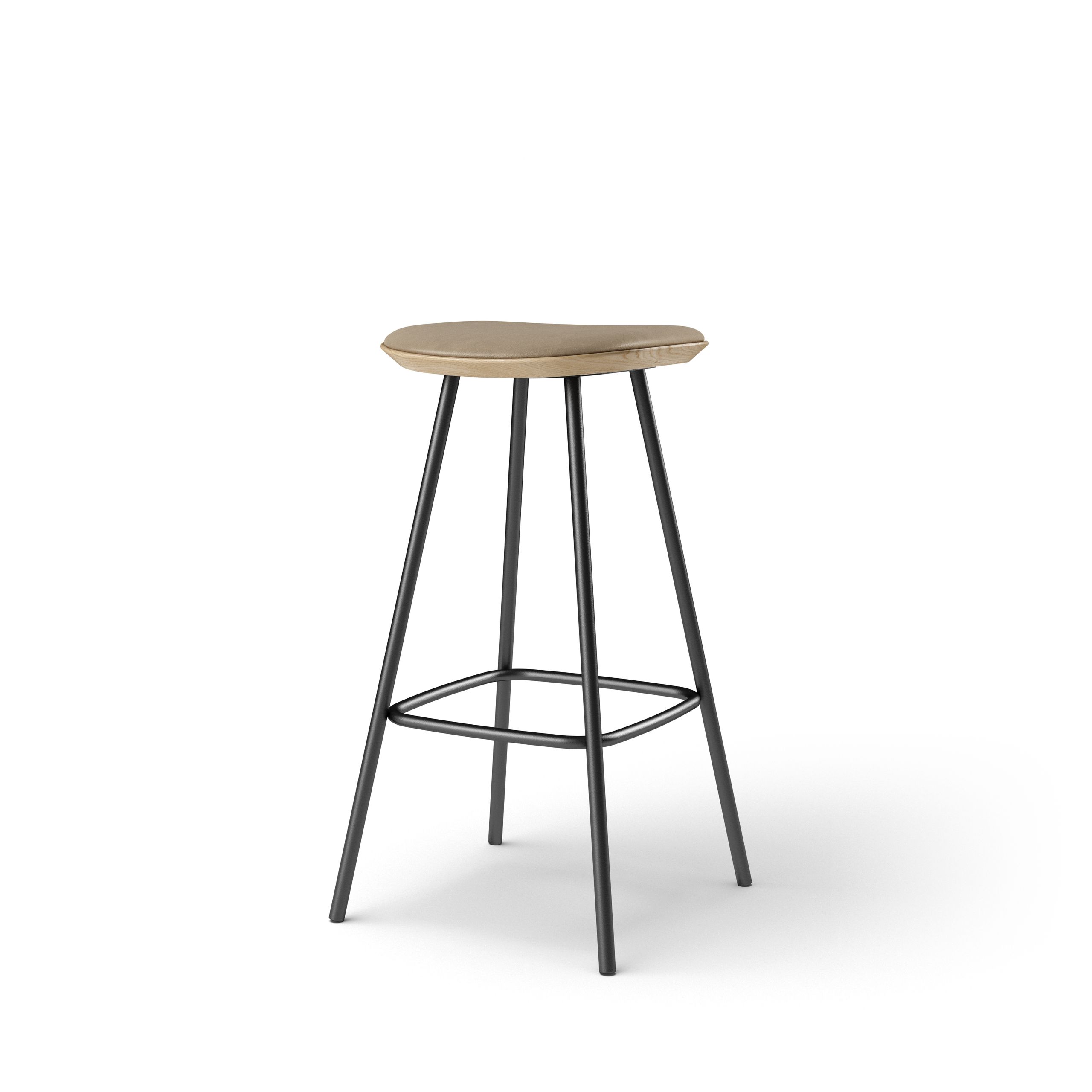Brdr. Krüger - Tabouret de bar - Pauline Barstol 75 cm metalstel - - Spectrum, Almond Læder - 30150