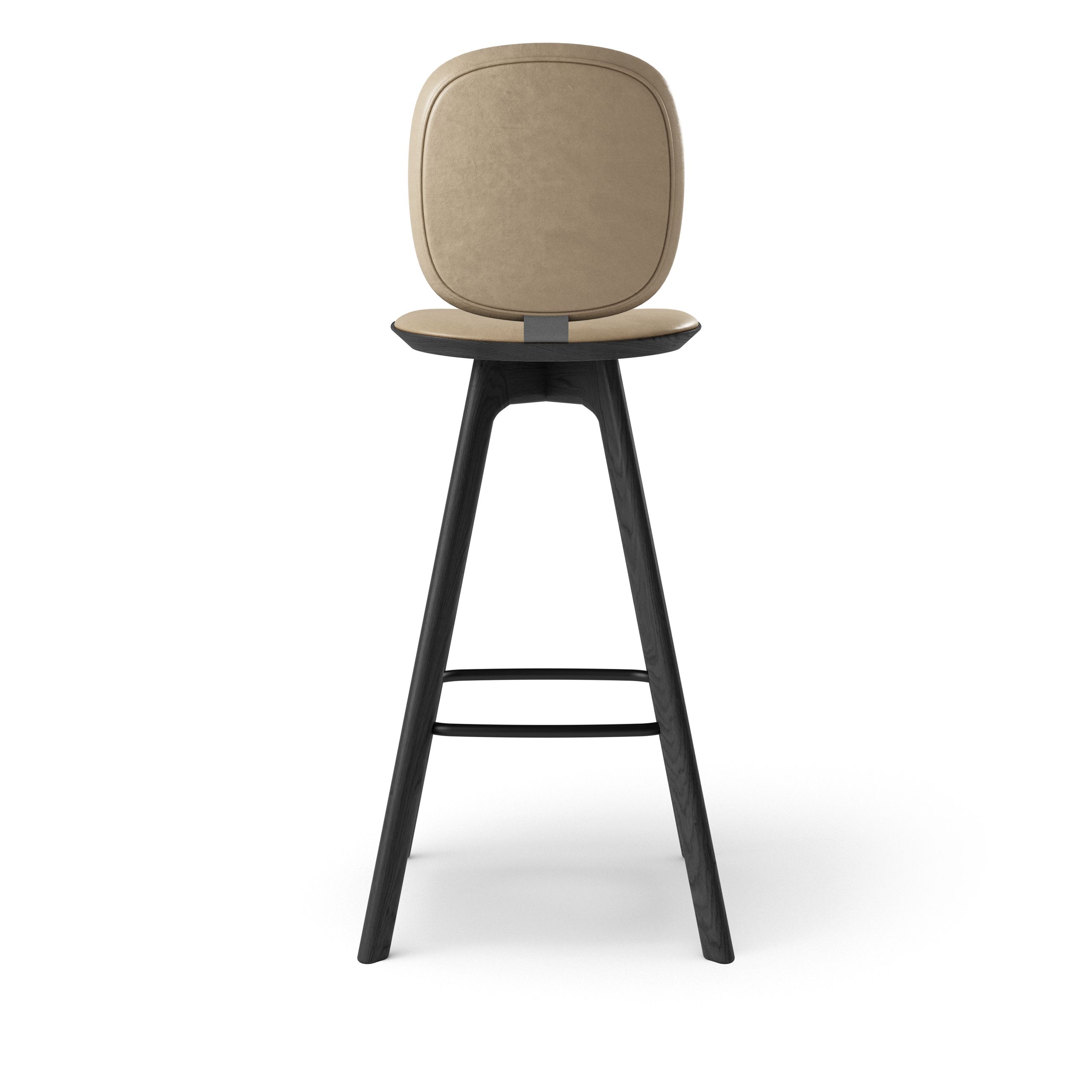 Brdr. Krüger - Barhocker - Pauline Comfort Barstol 75 cm - Eg Sortmalet - Spectrum, Almond Læder - 30150