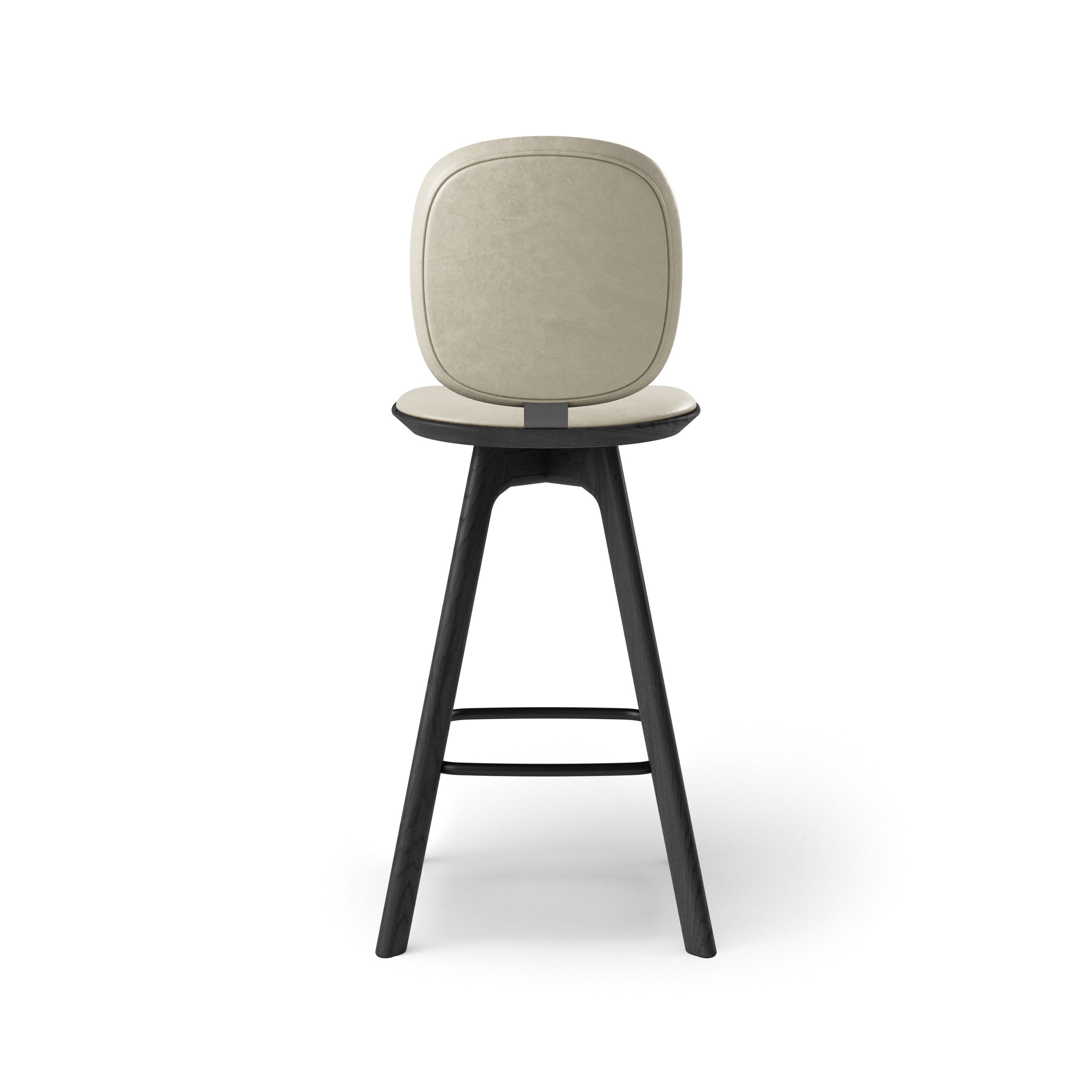 Brdr. Krüger - Taburete de bar - Pauline Comfort Barstol - Eg Sortmalet - Spectrum, Oyster Læder - 30157