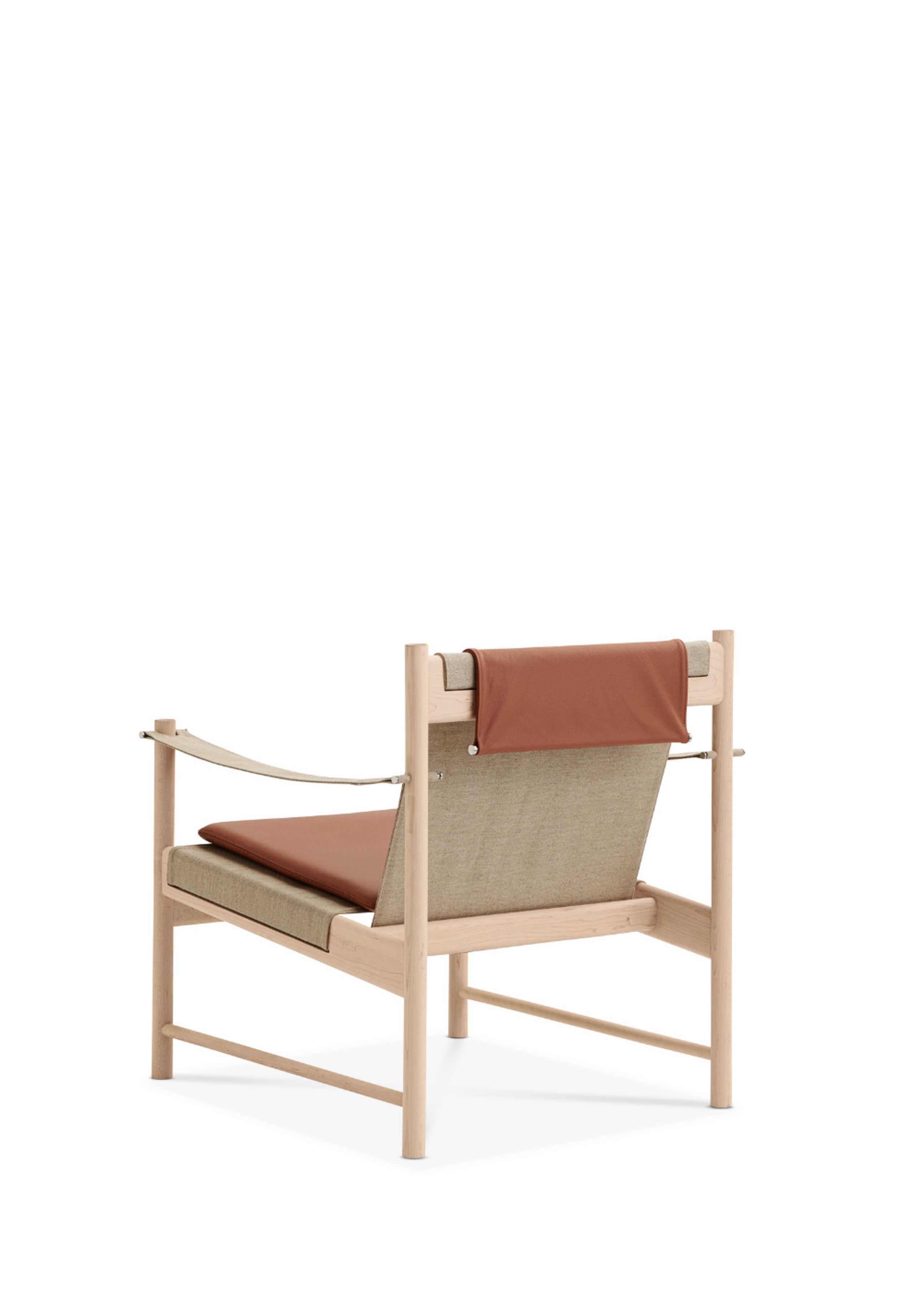 Brdr. Krüger - Chaise lounge - Hans Bølling Lounge Chair - Maple White Oiled - Spectrum, Brandy Læder - 30155