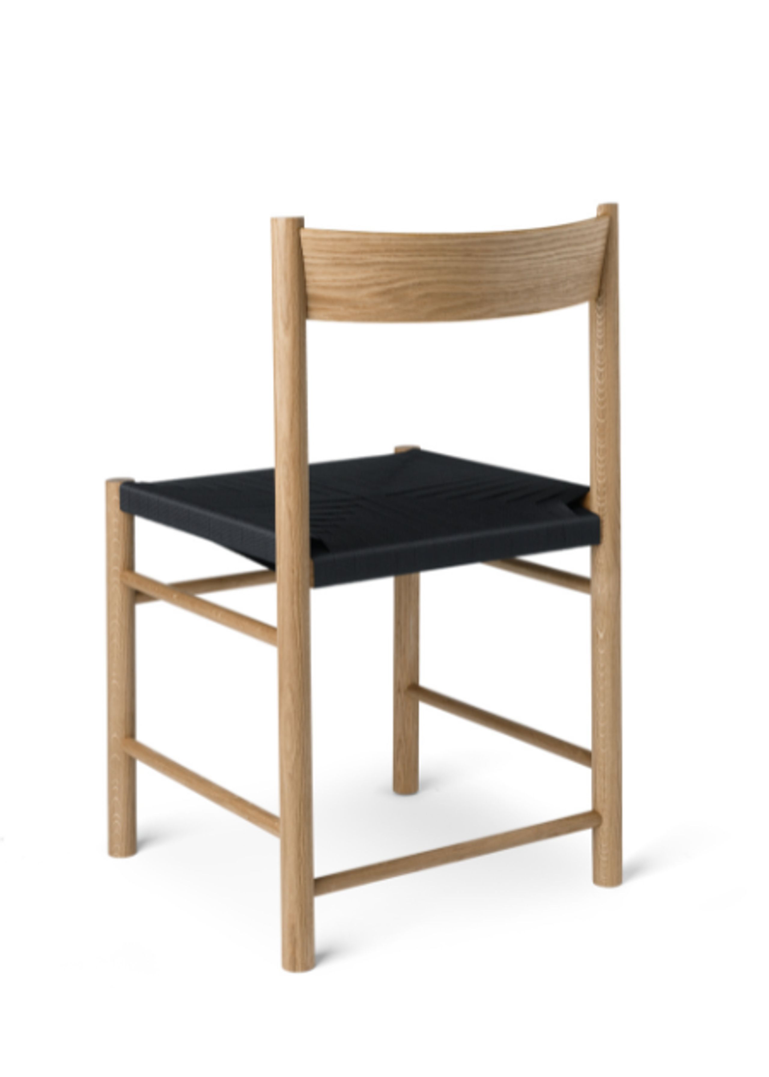 Brdr. Krüger - Chaise à manger - F Spisebordsstol - Eg Klar Voks Olieret, Sort Polyester Fletsæde