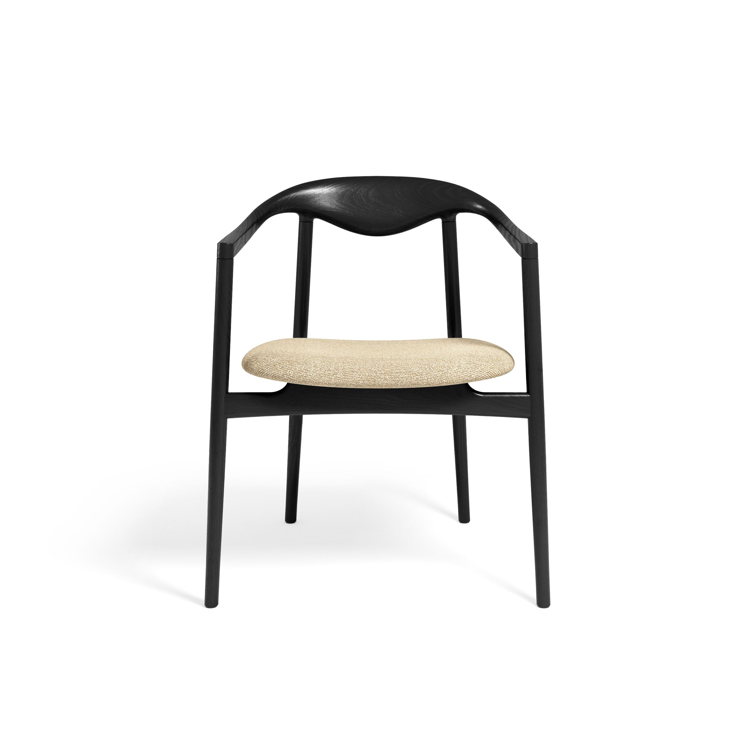 Brdr. Krüger - Esstischstuhl - Jari Spisebordsstol - Ask Sortlakeret - Moss, Cream Tekstil - 0019