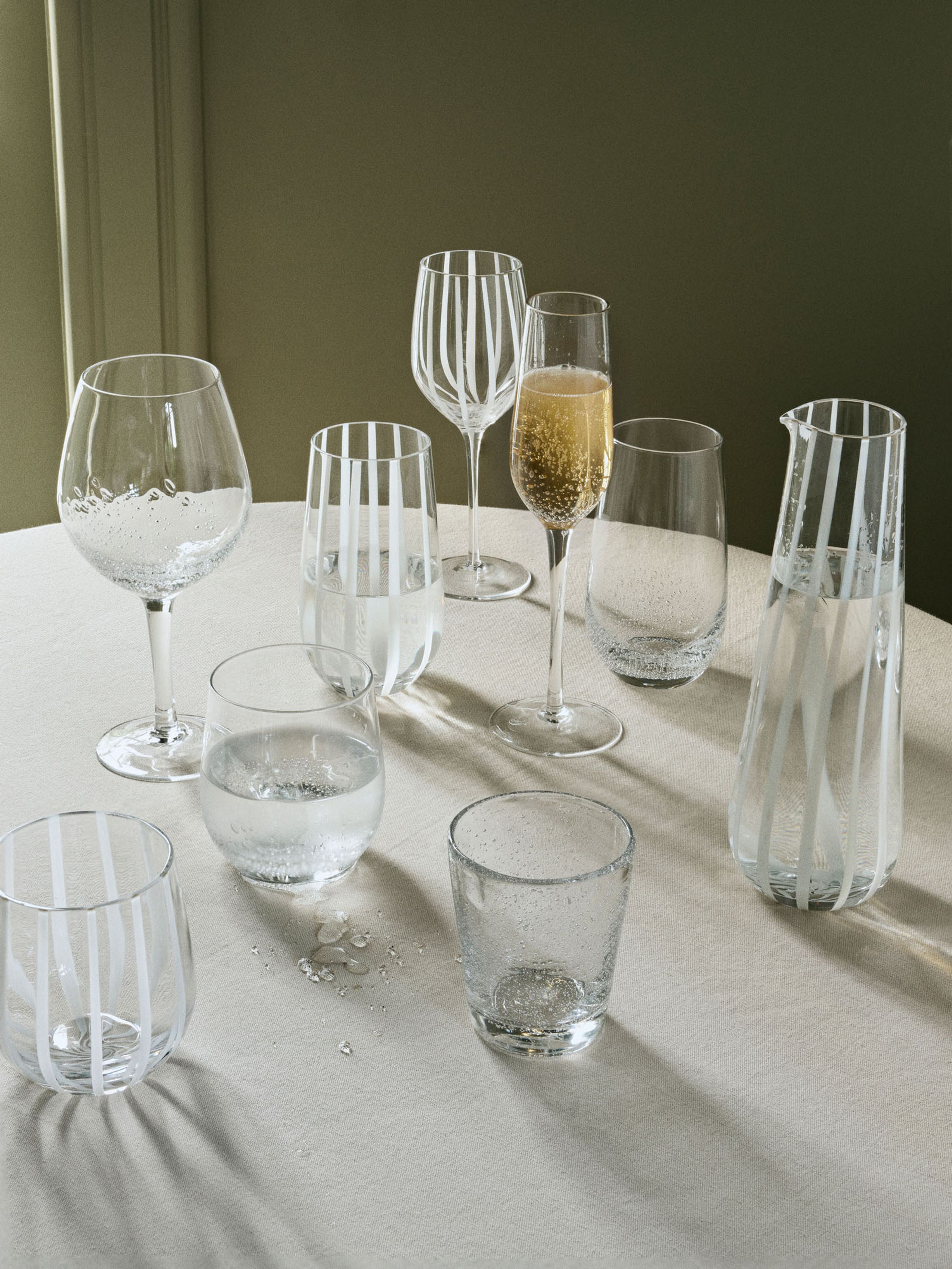 Broste CPH - Glass - Stripe Tumbler - Clear/White