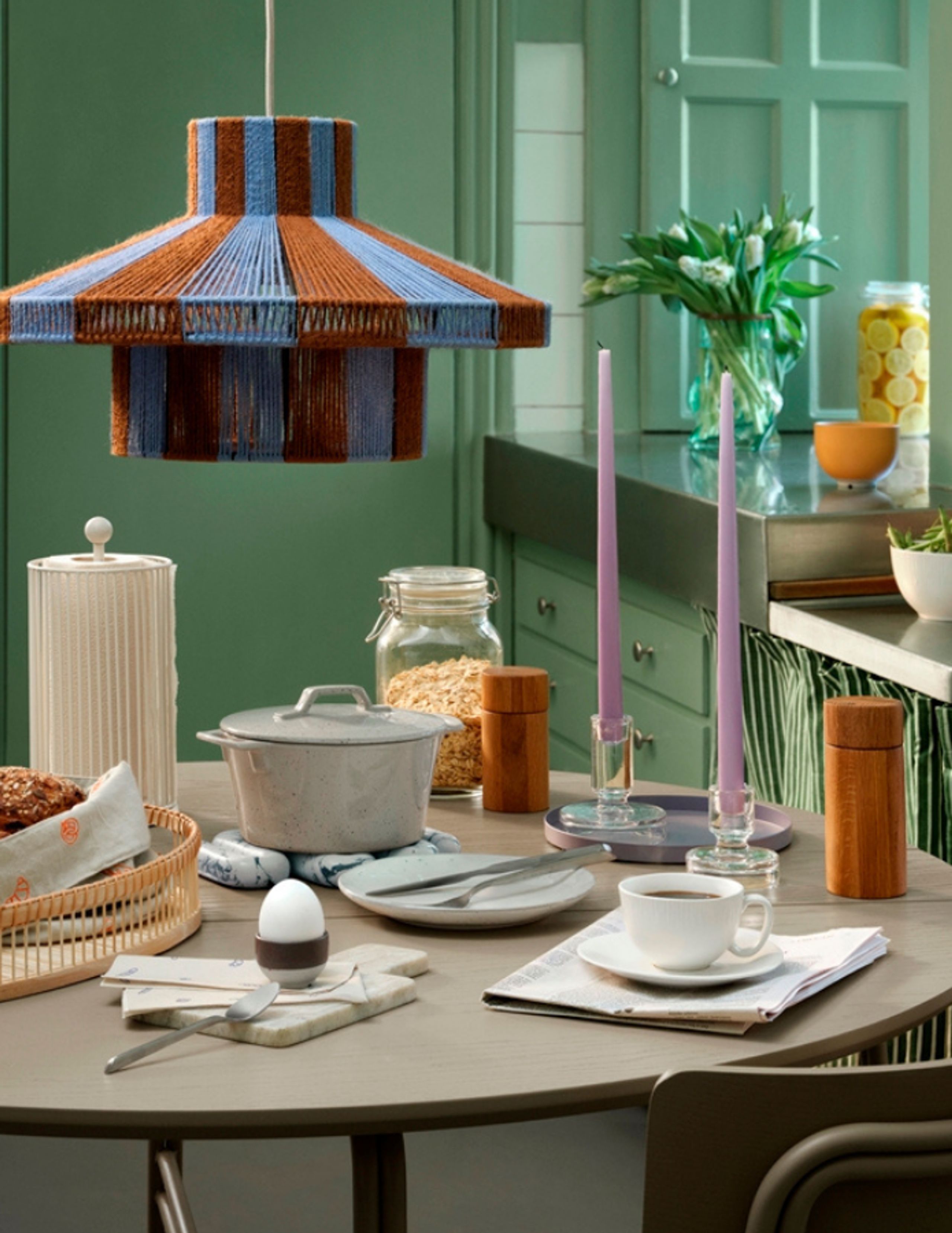 Broste CPH - Lamp Shade - Lampeskærm - Diana - Caramel Brown/Serenity Blue - Large