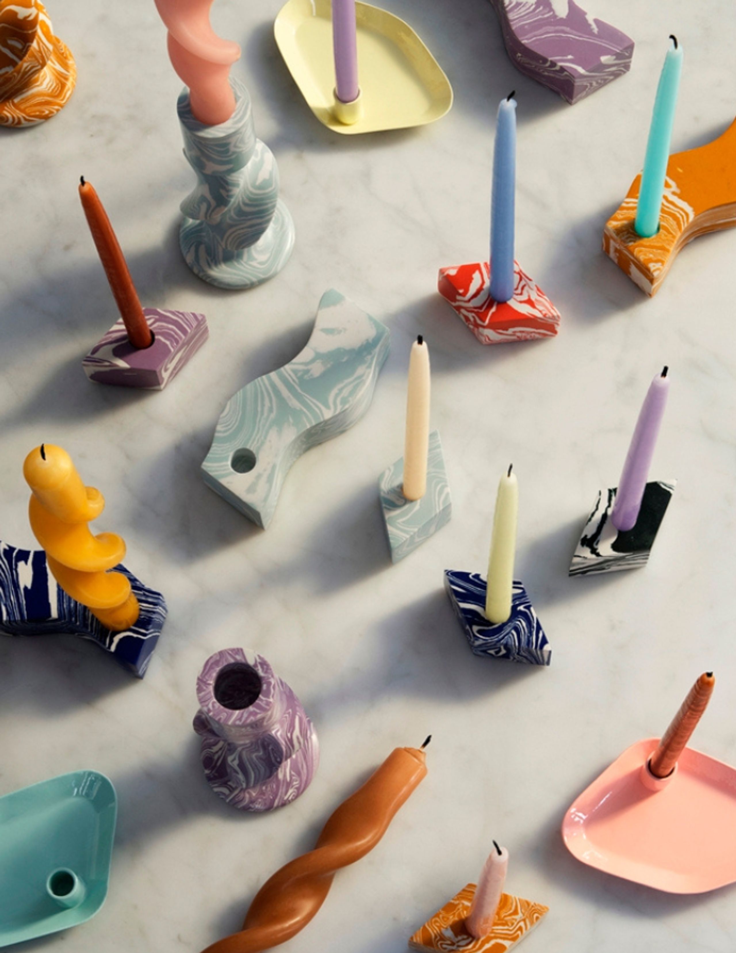 Broste CPH - Kerzenständer - Lysestage 'Isso' Komposit - Color Mix - Black/Light Blue/Blue