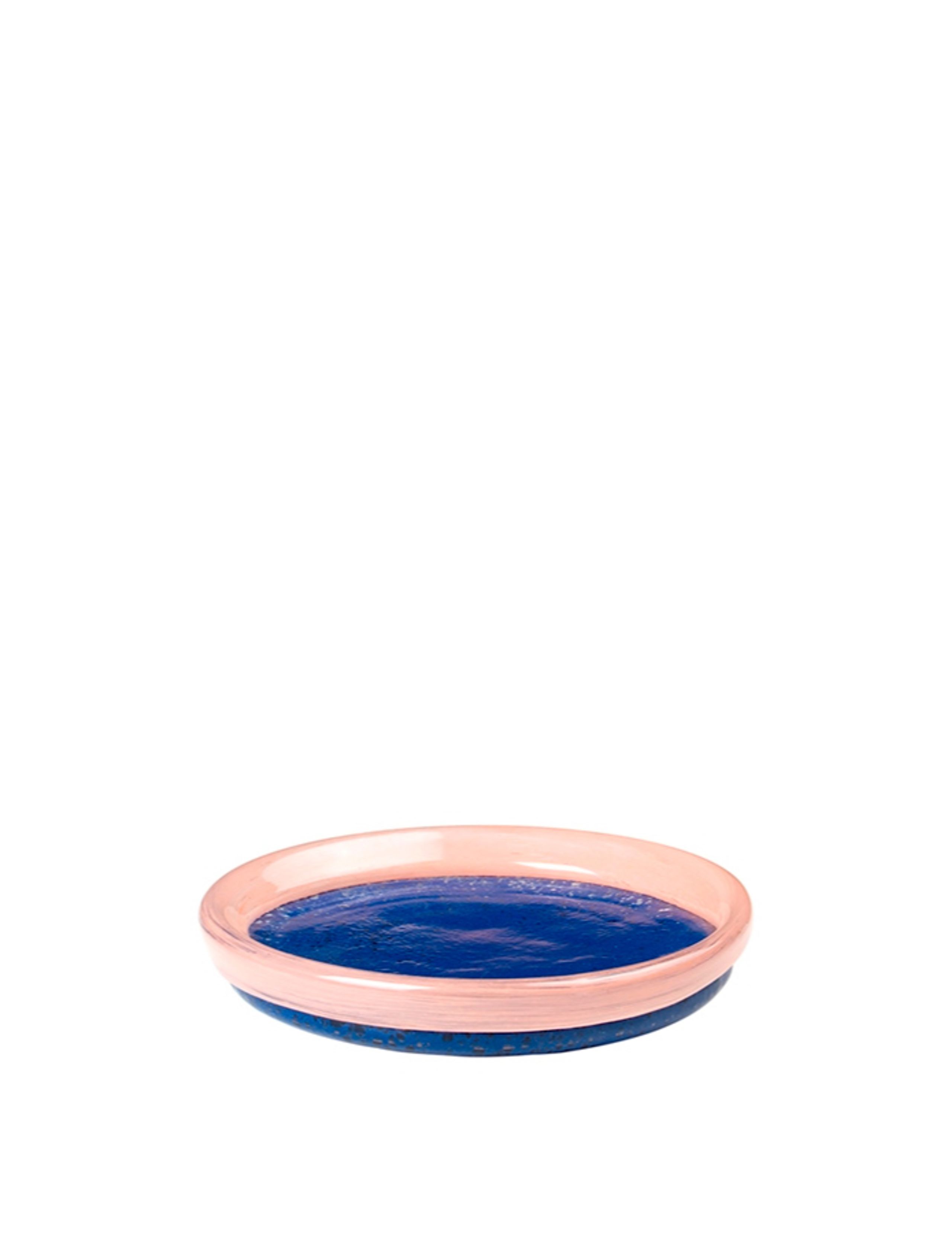 Broste CPH - Candle tray - Lysfad 'Hula' Glas - Intense Blue/Pale Blush - Small