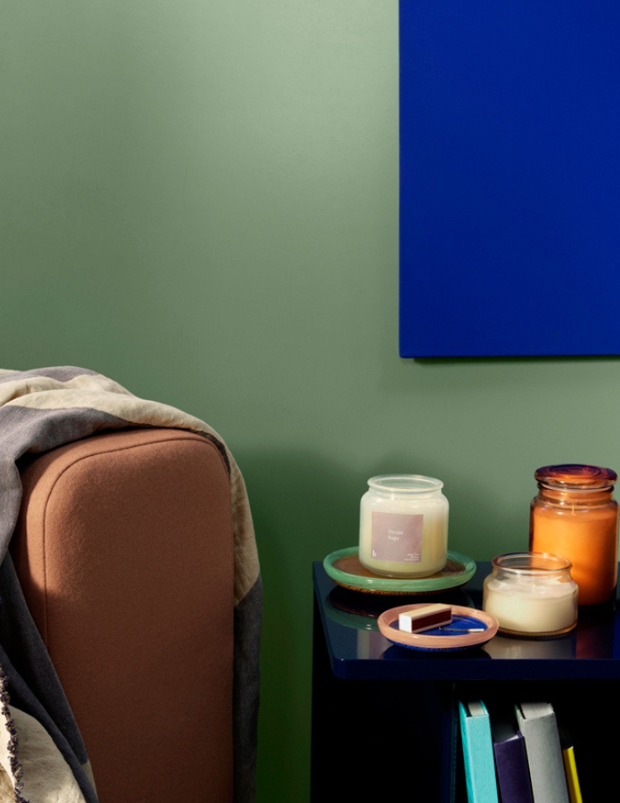 Broste CPH - Candle tray - Lysfad 'Hula' Glas - Intense Blue/Pale Blush - Small
