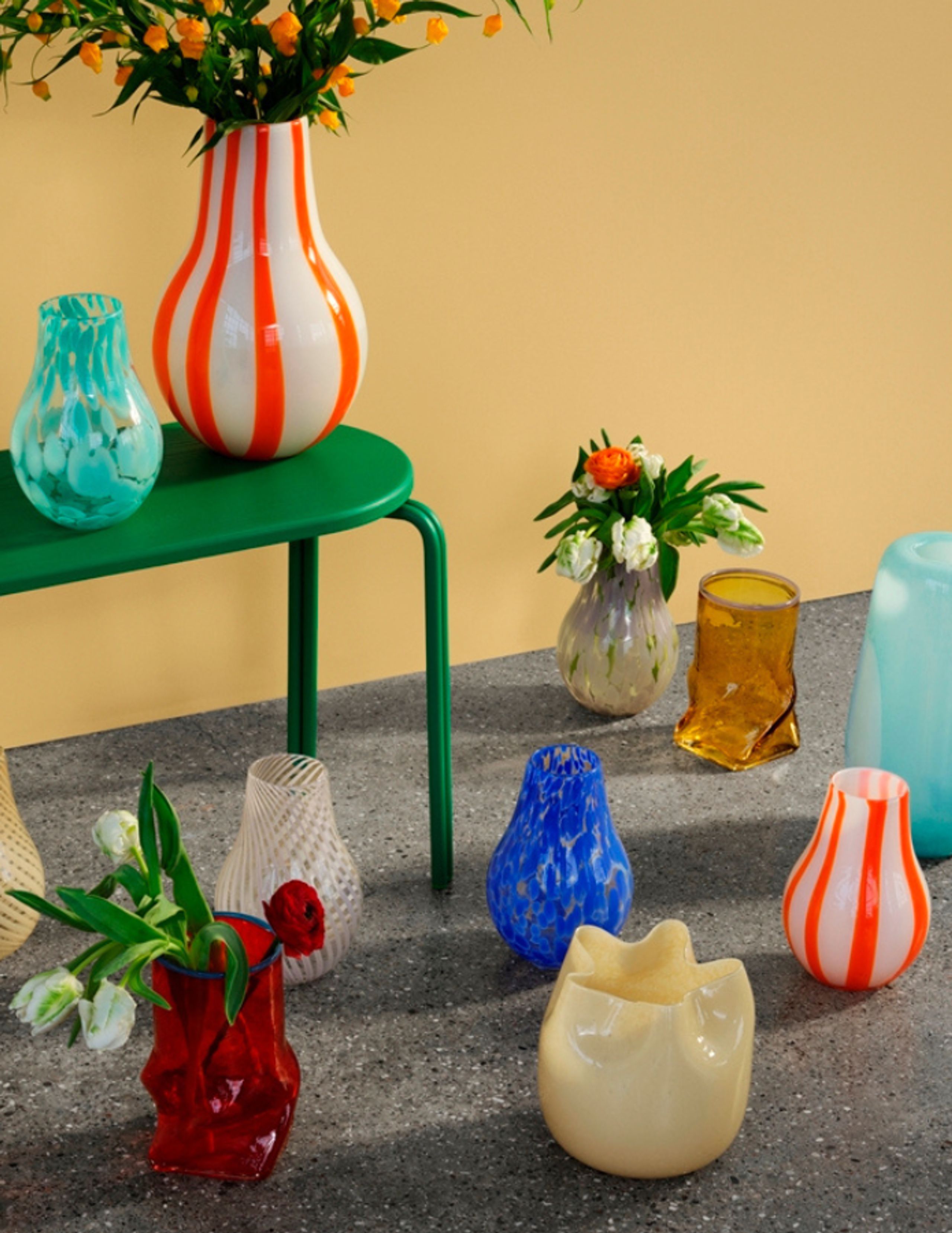 Broste CPH - Vase - Vase 'Ada Crosstripe' - Light Yellow