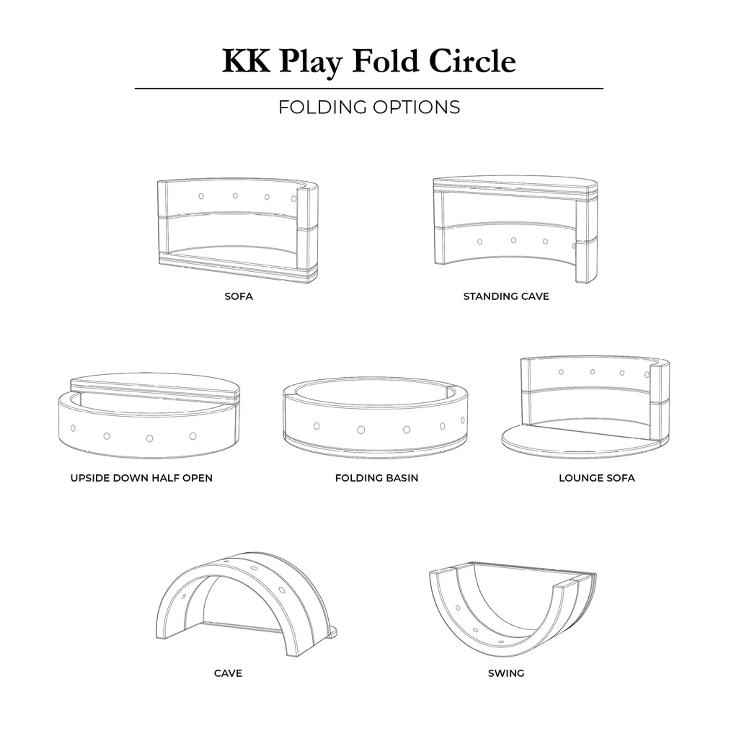 By KlipKlap - Divano per bambini - KK Play Fold – Circle - BLUE GREY W. GREY