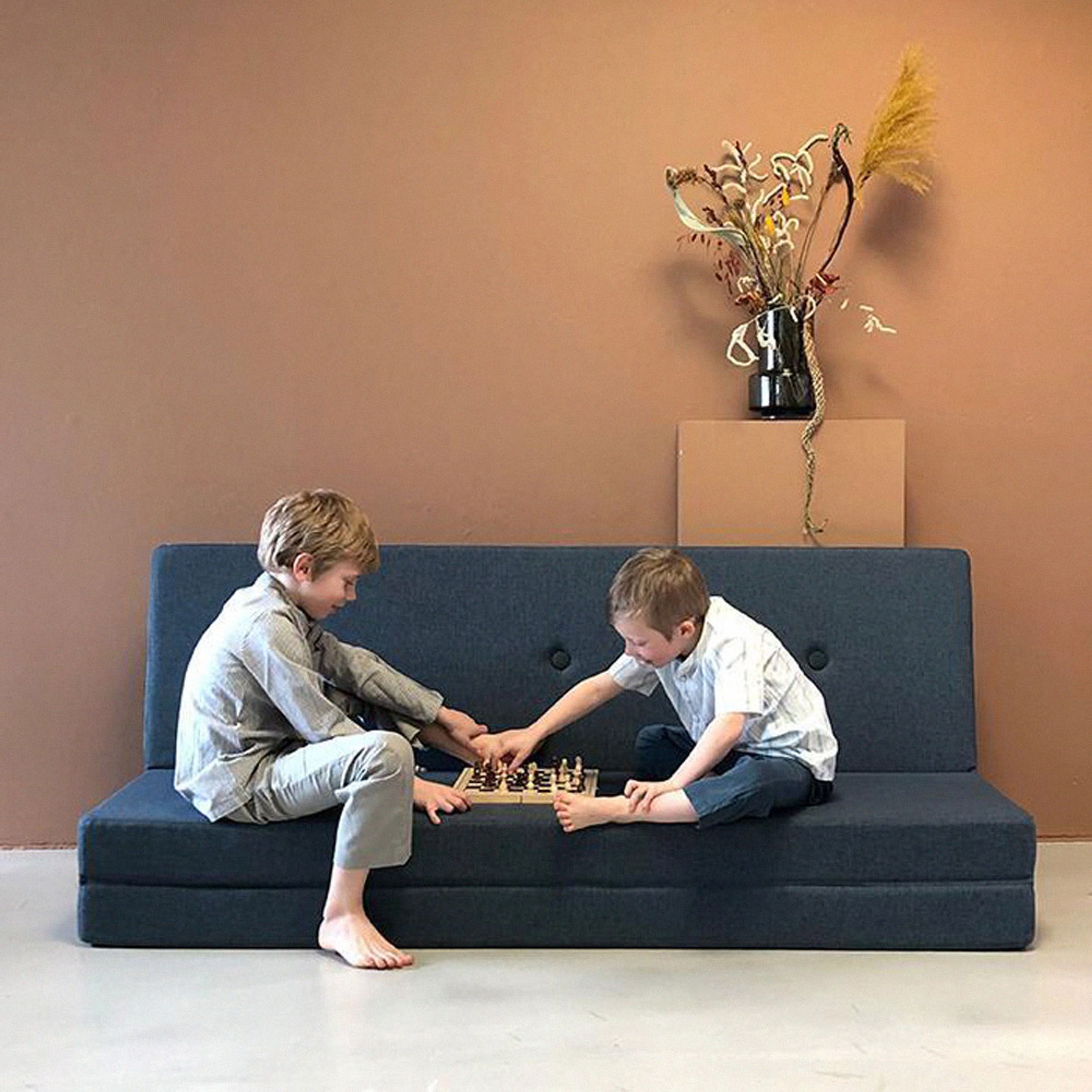 By KlipKlap - Matratze - KK 3 fold w. buttons - Blue Grey w/ Grey