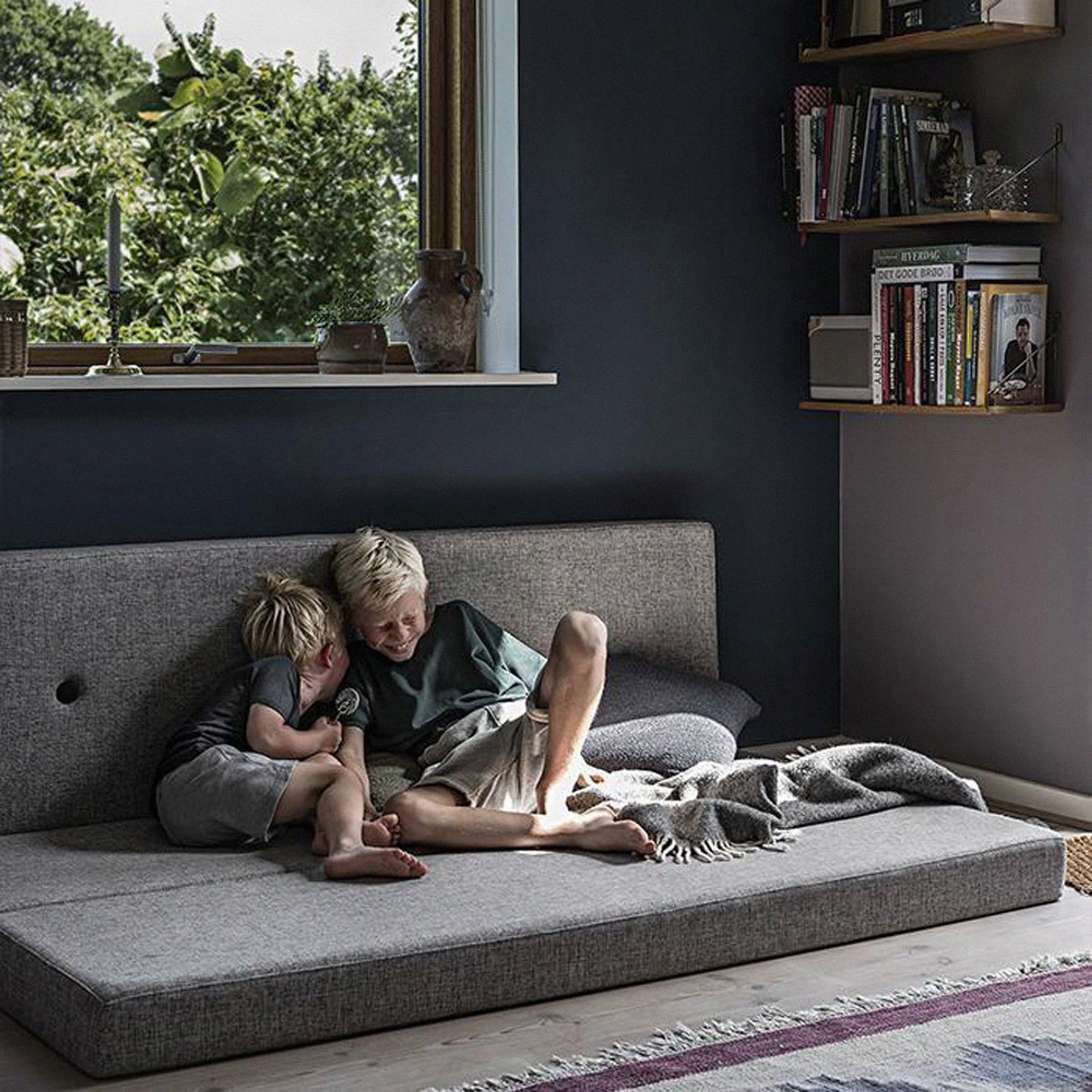 By KlipKlap - Matratze - KK 3 fold w. buttons - Blue Grey w/ Grey