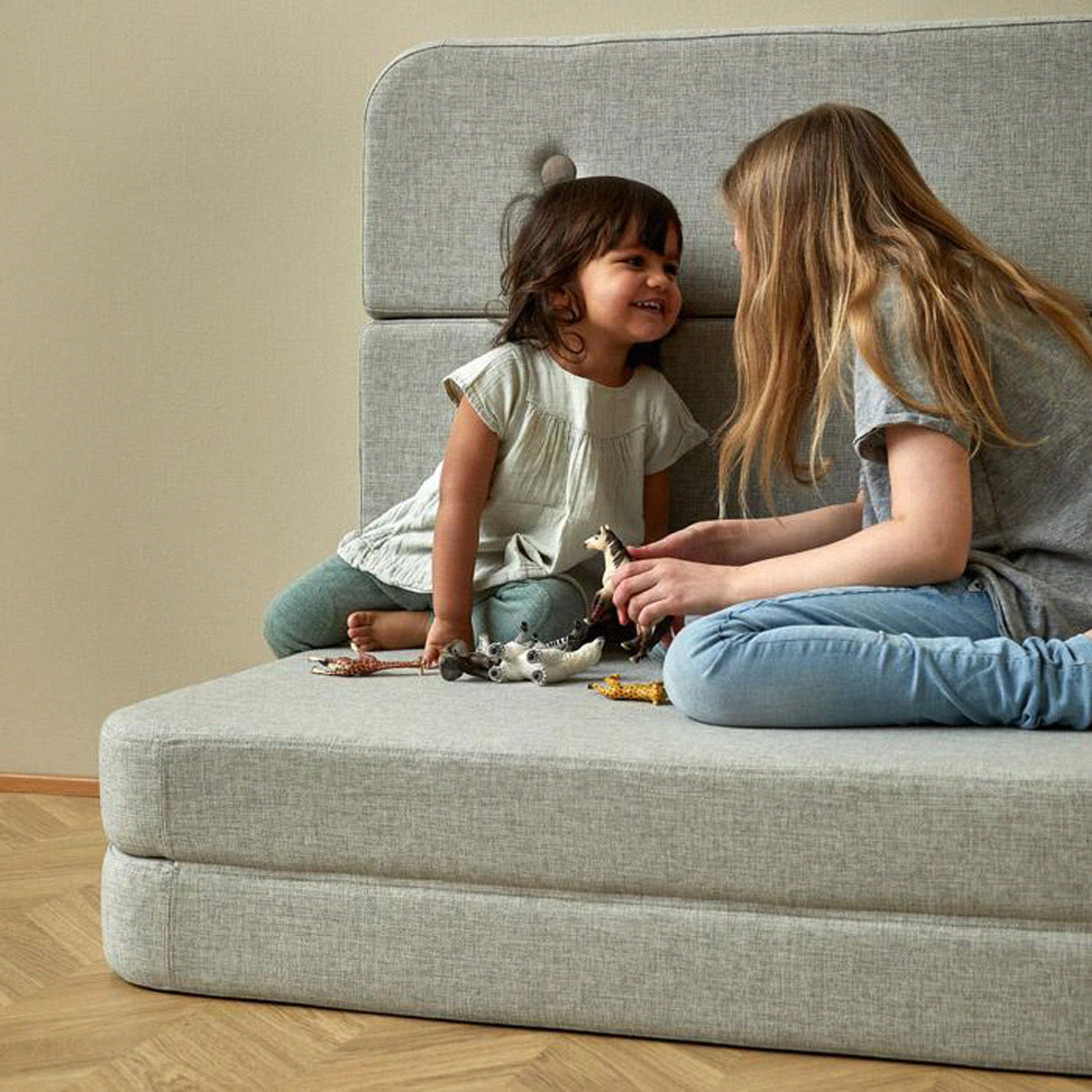 By KlipKlap - Sofa - KK 3 fold sofa w. buttons - XL - Blue Grey w/ Grey