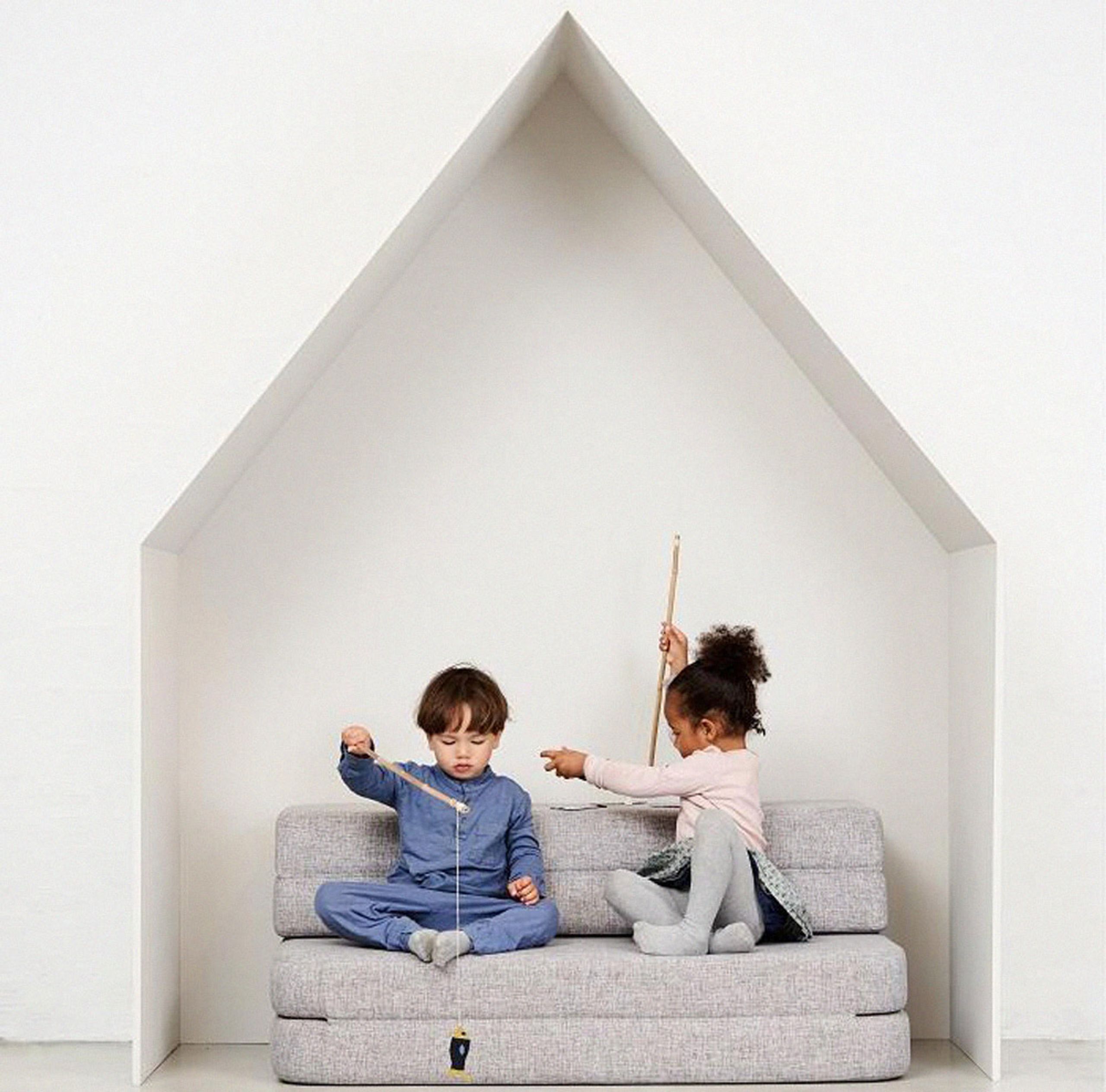 By KlipKlap - Sofa - KK 3 fold sofa w. buttons - XL - Deep Green w/ Light Green