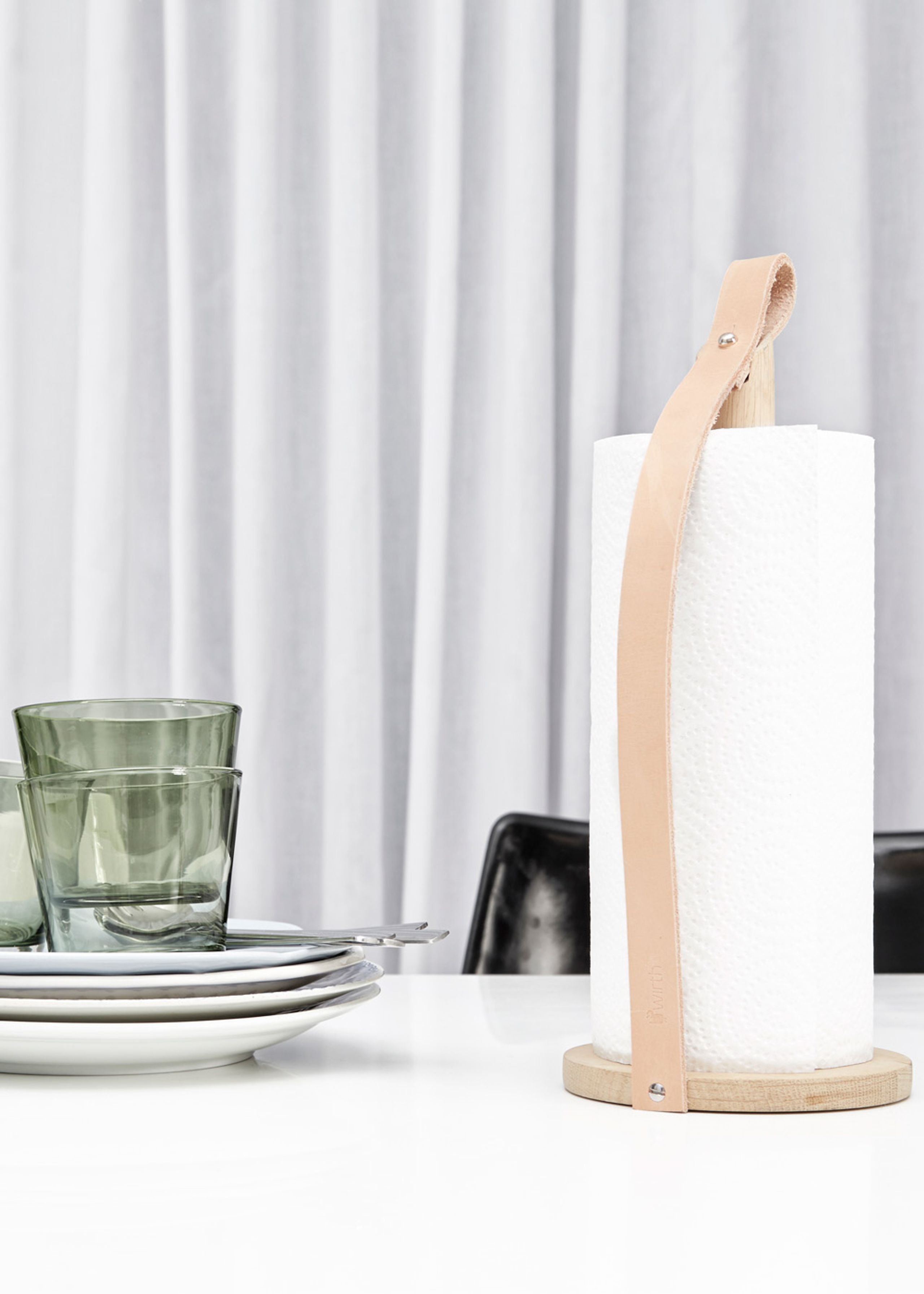 By Wirth - Paper Towel Holder - Hands On - Nature oak & leather