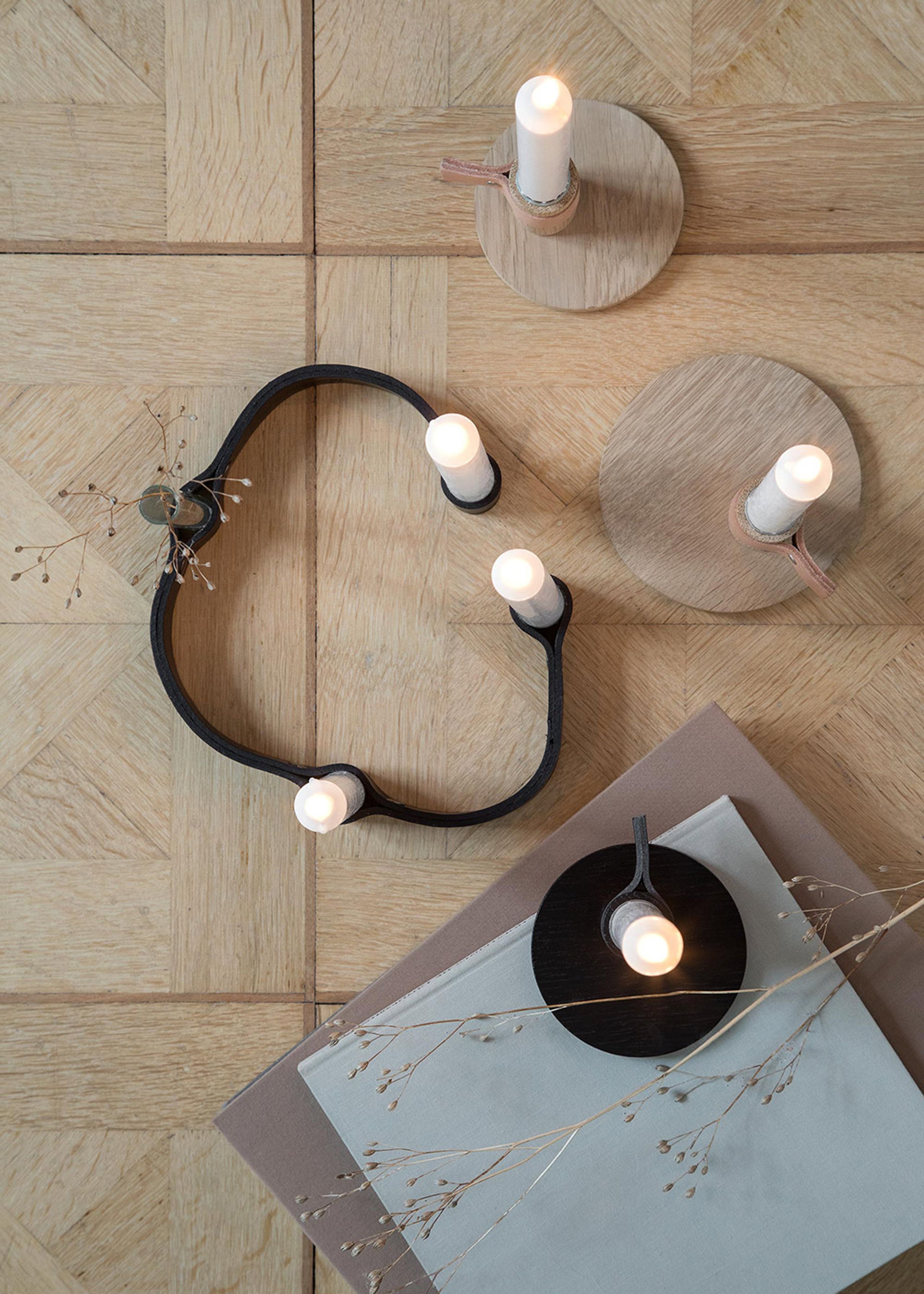 By Wirth - Candelabro - Bright Light - Nature oak & leather