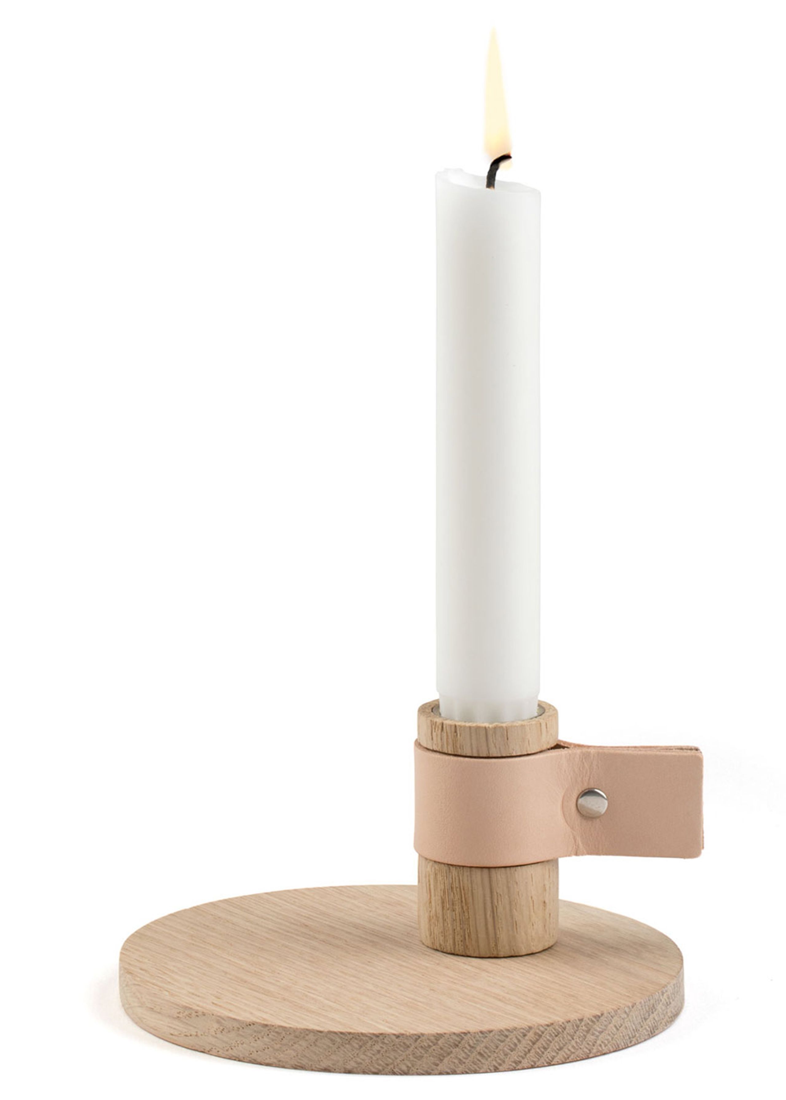 By Wirth - Candelabro - Bright Light - Nature oak & leather
