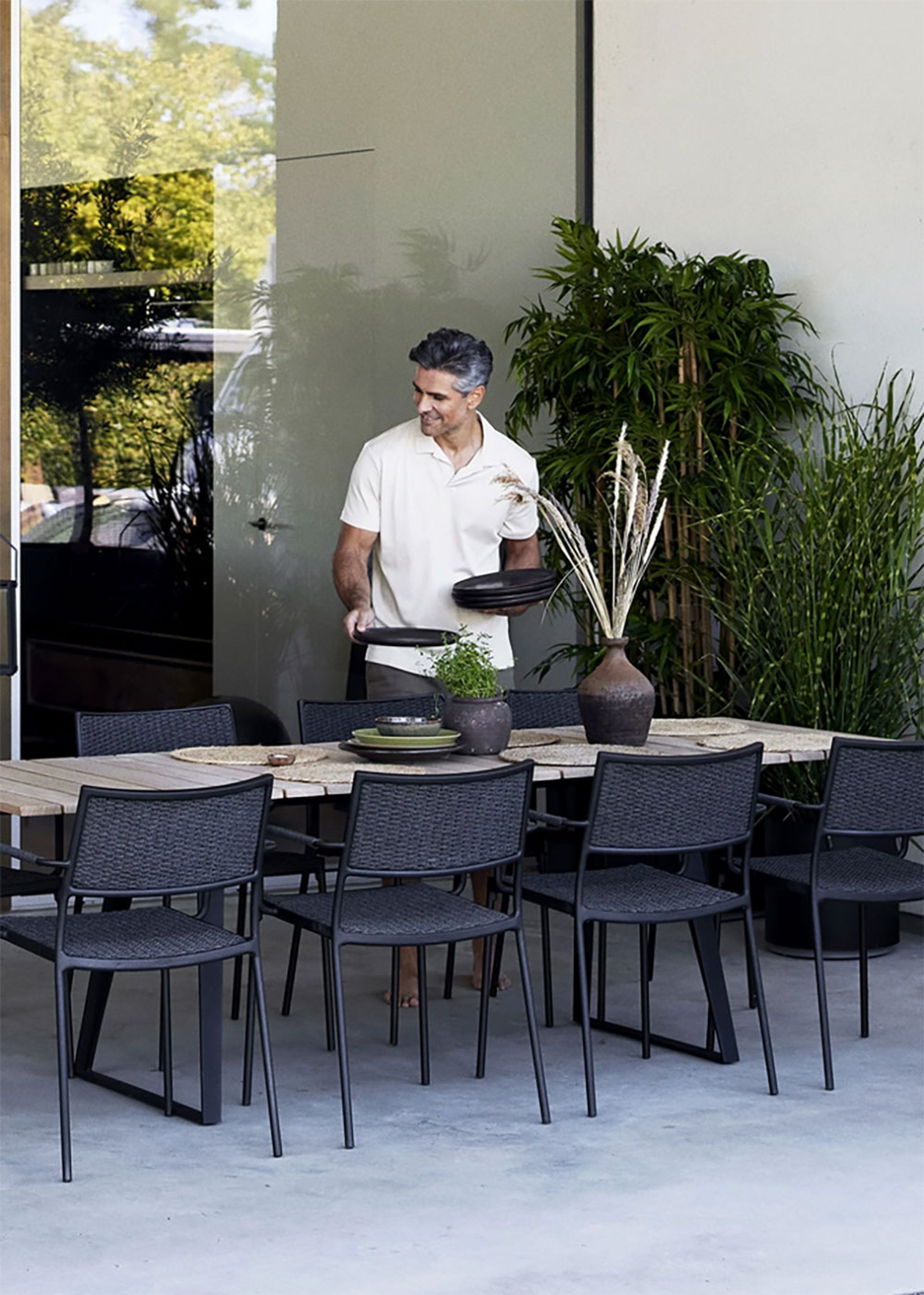 Cane-line - Gartenstuhl - Less stol m/armlæn - Cane-line Soft Rope - Cane-line Soft Rope, Taupe