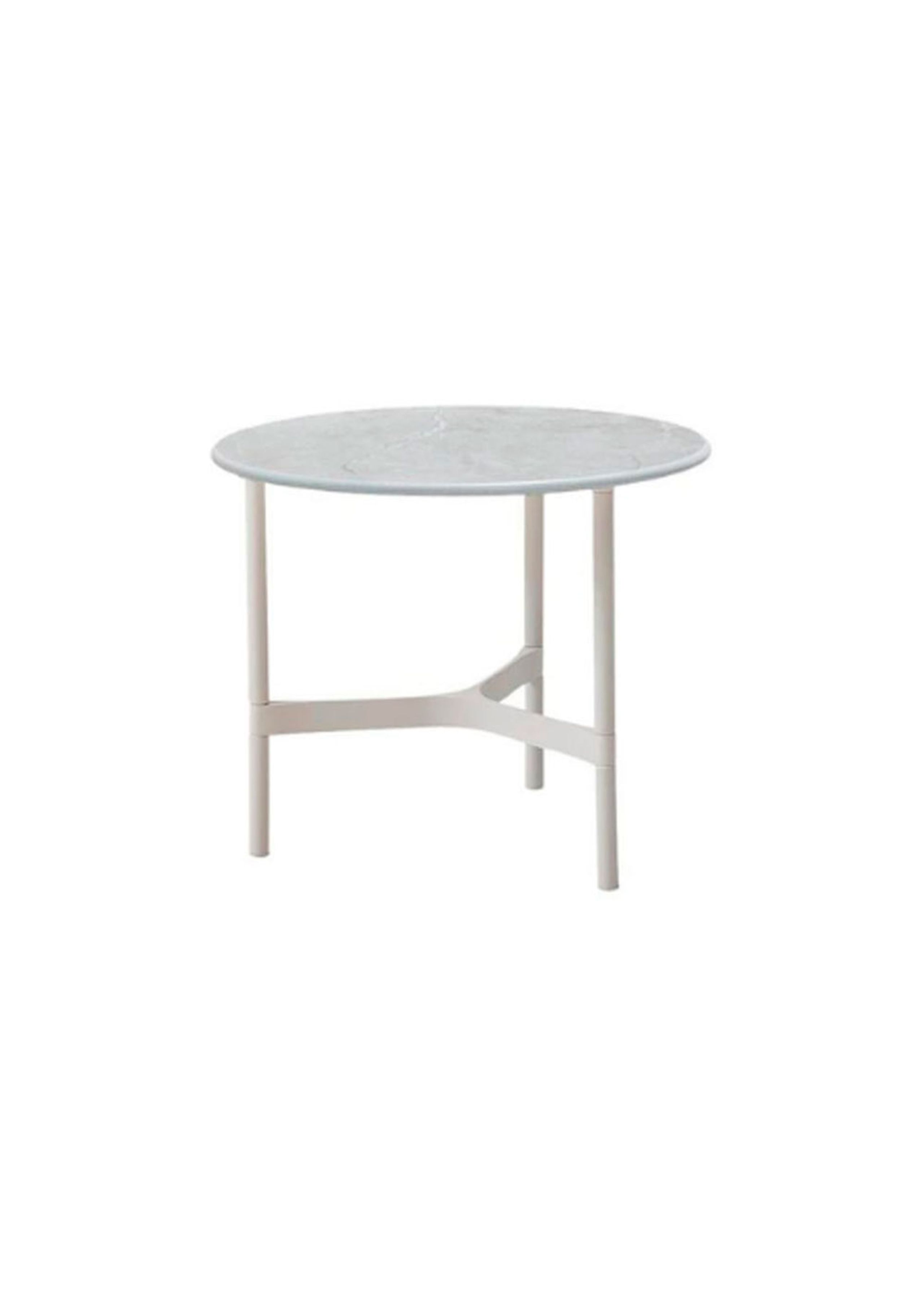 Cane-line - Lounge table - Twist Coffee Table - Small - Base: White, Aluminium / Top: Fossil Grey, Ceramic