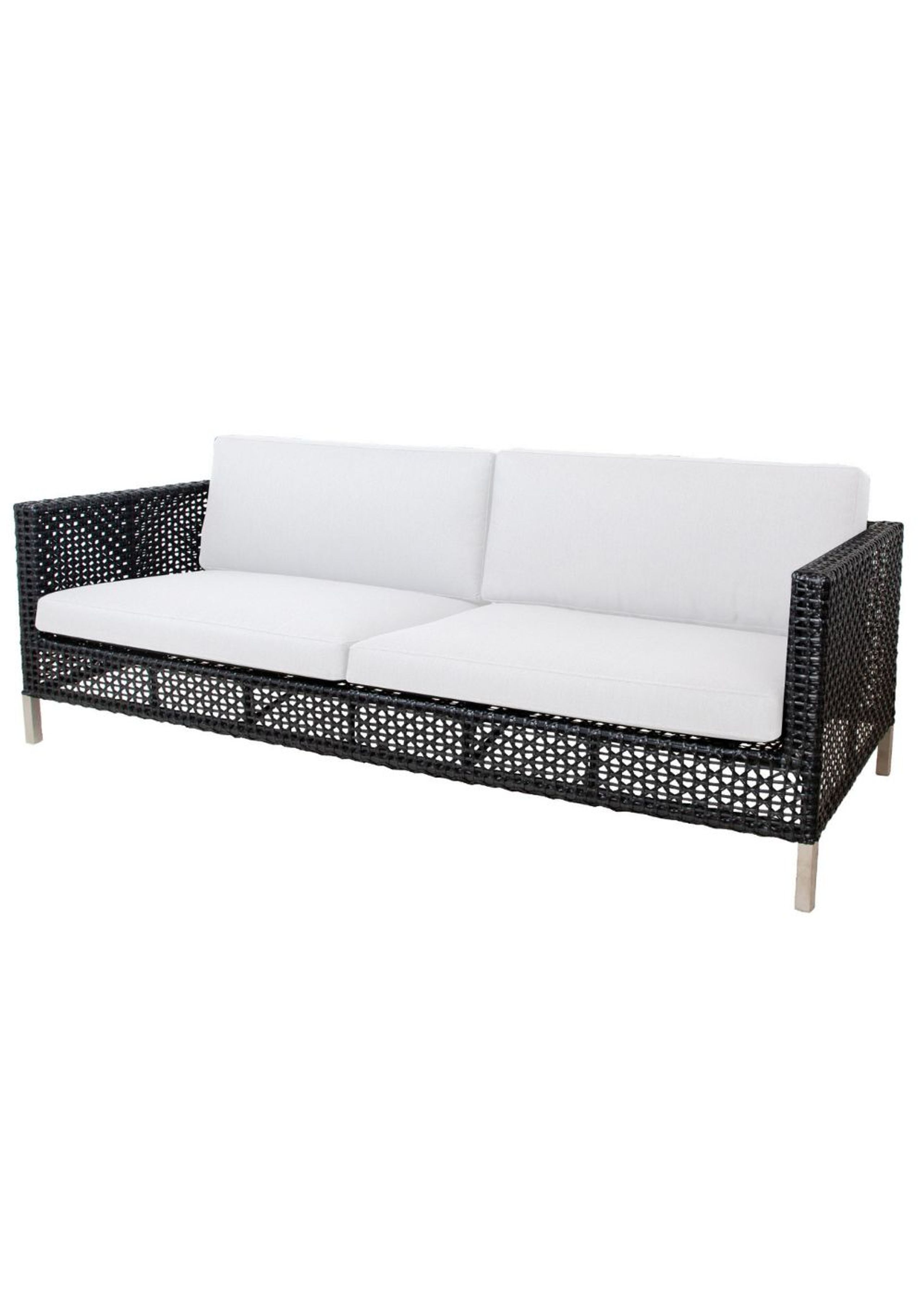 Cane-line - Divano da salotto - Connect 3 Seater - Sofa: Black/Graphite Cane-line Weave / Cushions: White Cane-line Natté