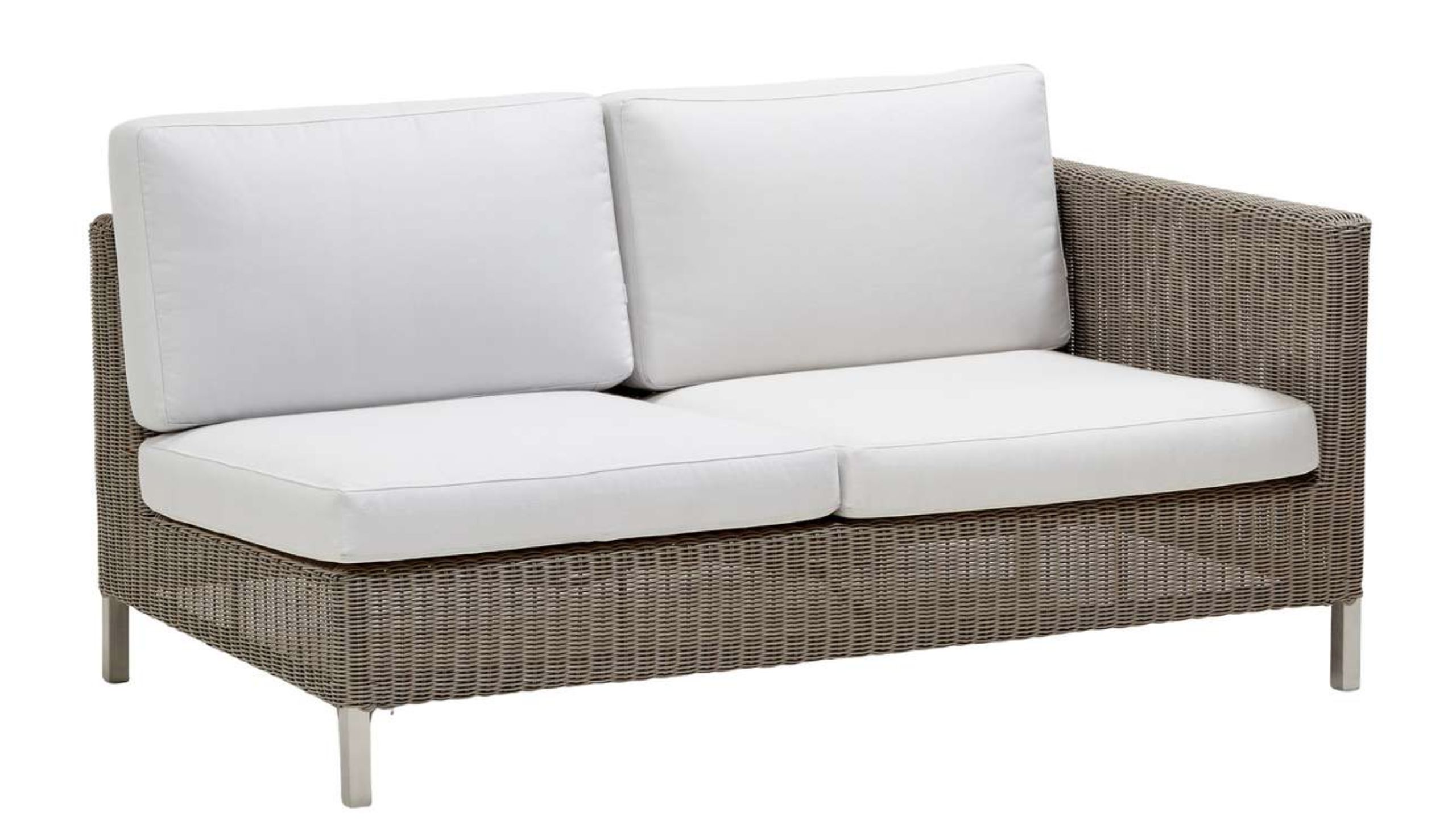 Cane-line - Sofa w salonie - Connect Dining lounge 2-seater Sofa Left Module - White / Taupe
