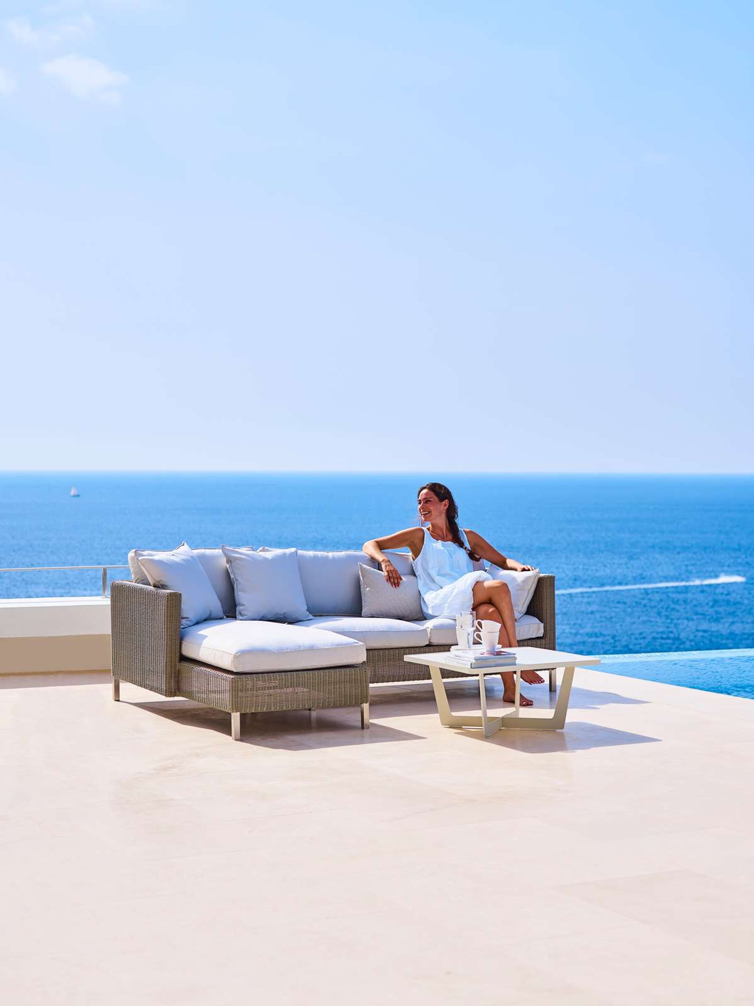 Cane-line - Canapé - Connect Dining lounge 2-Seater Sofa Right Module - White / Taupe