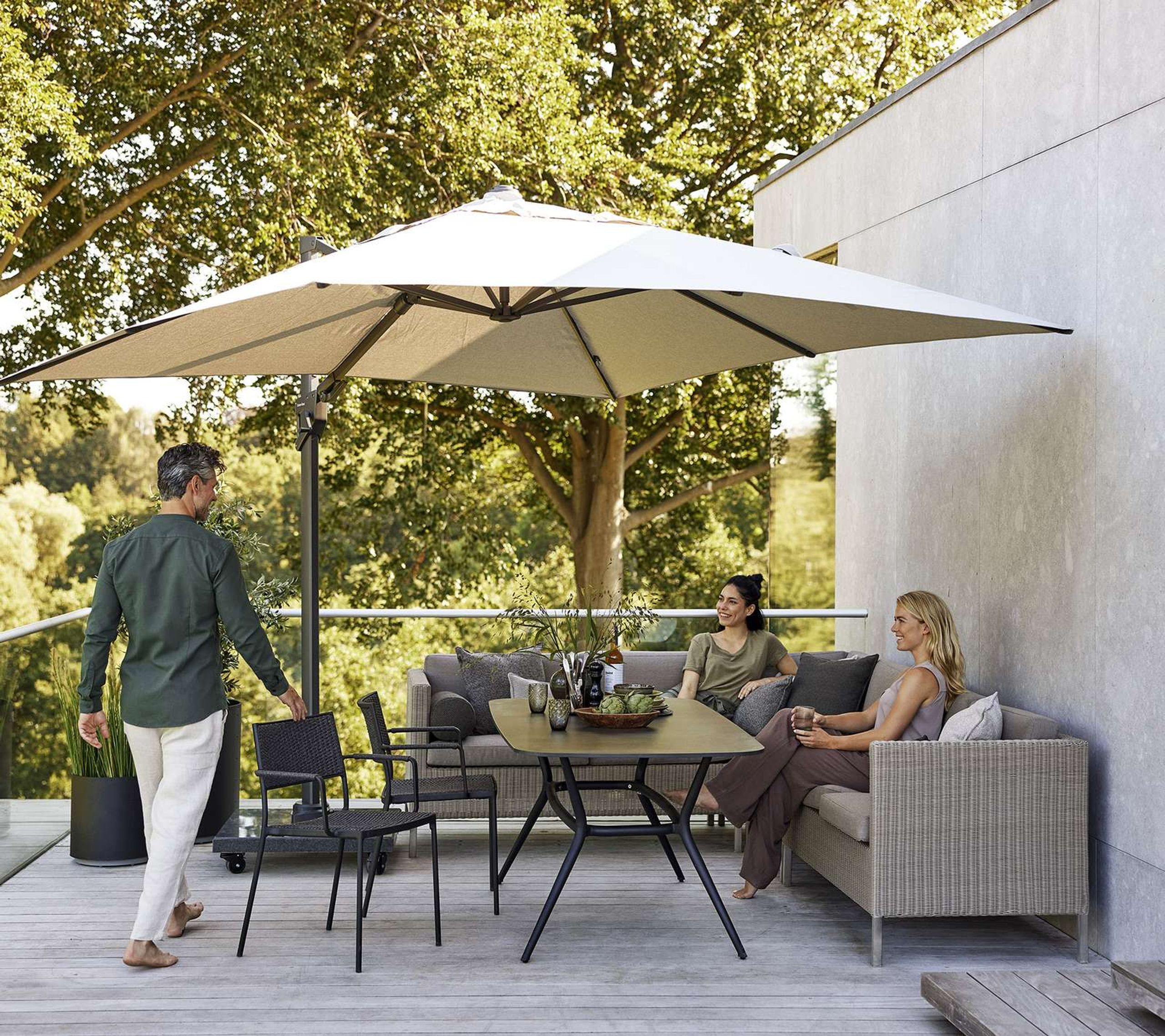 Cane-line - Sofa - Connect Dining Lounge Single Module - White / Taupe