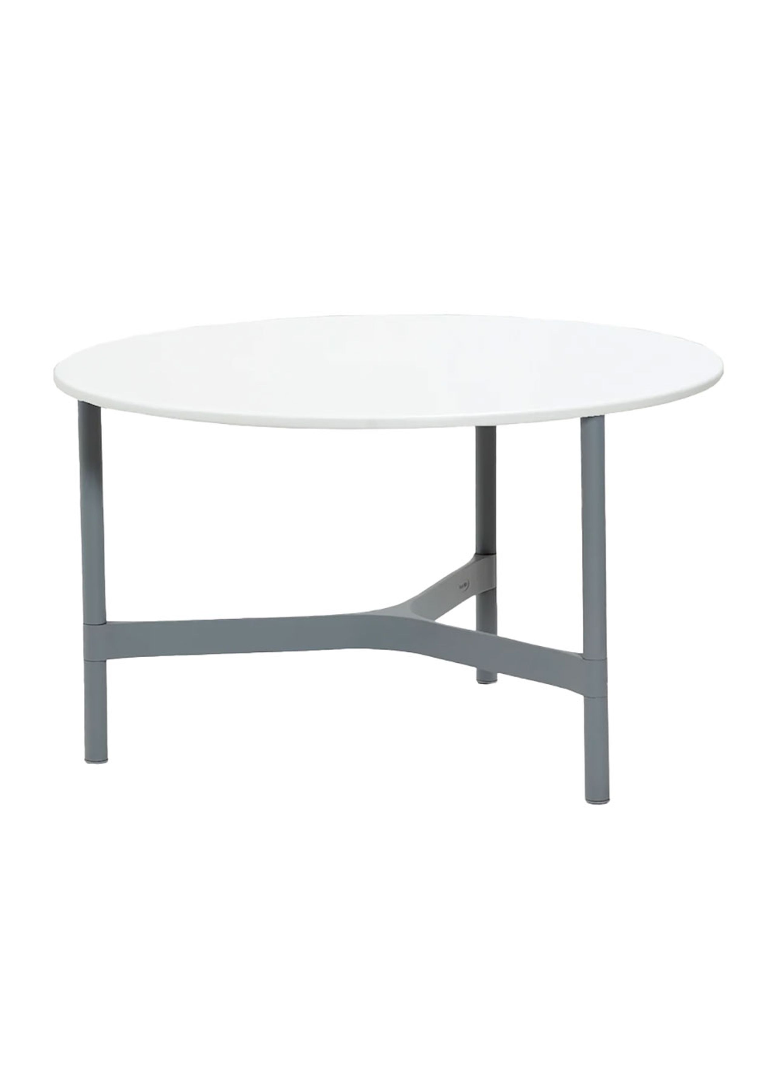Cane-line - Stolik kawowy - Twist Coffee Table - Medium - Base: Light Grey, Aluminium / Top: White, Cane-line HI-Core