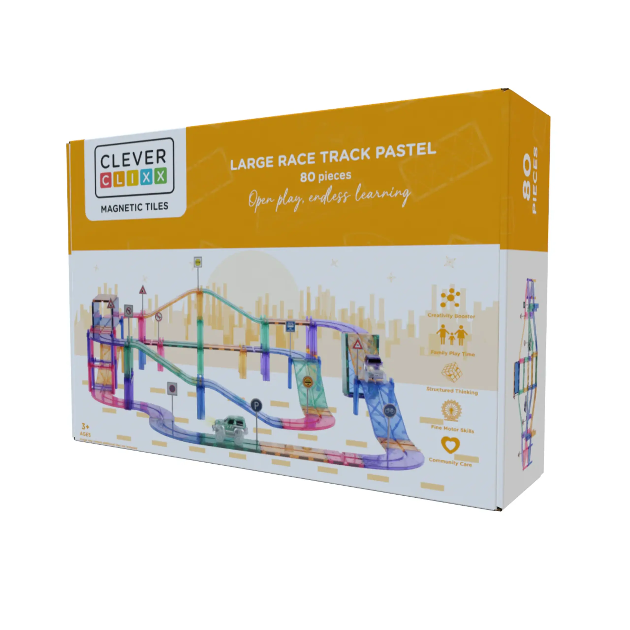 Cleverclixx - Toys - Large Race Track Pastel | 80 pieces - Pastel