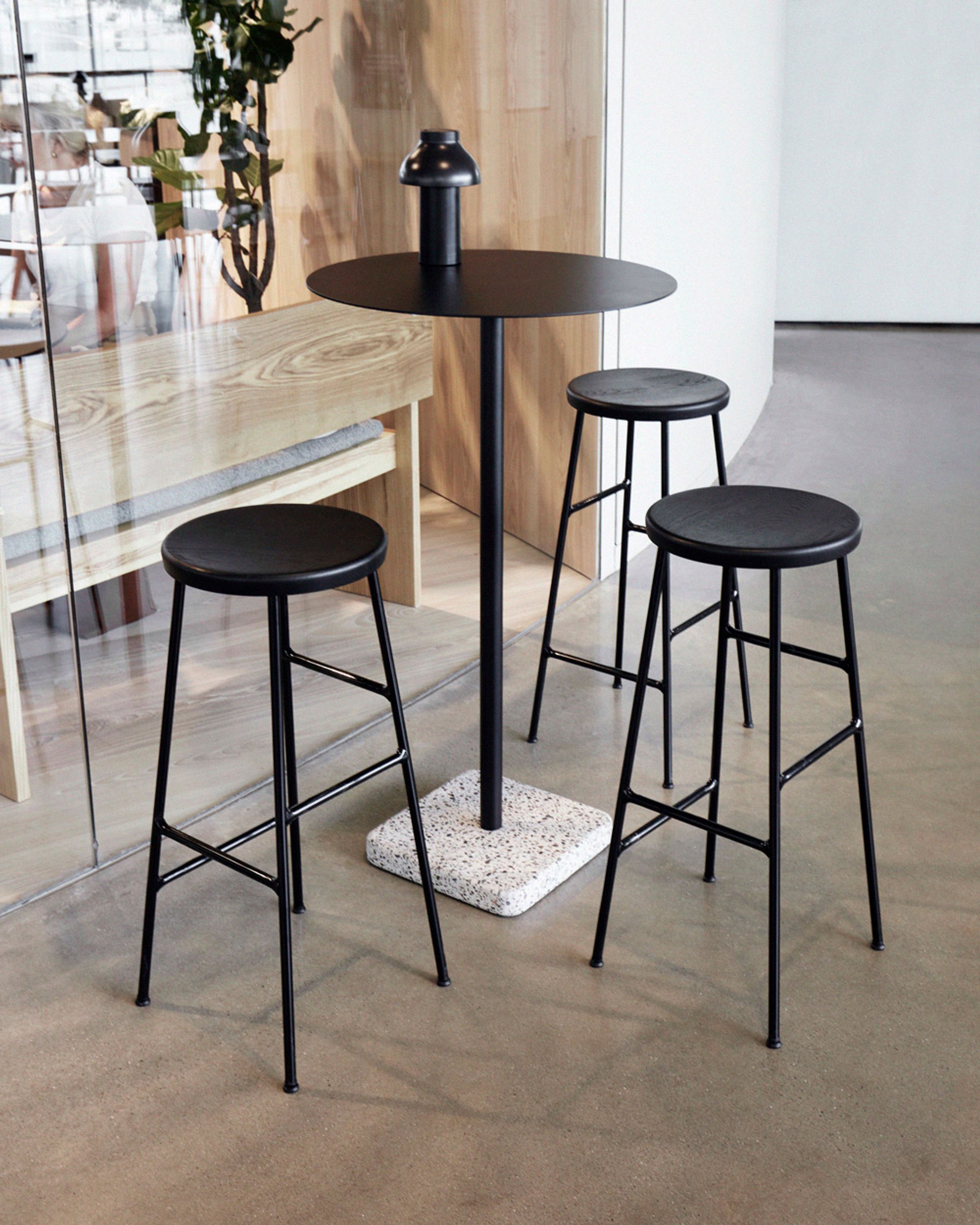 - - CORNET Bar Stool / Low - Chrome / Smoked Oiled Oak