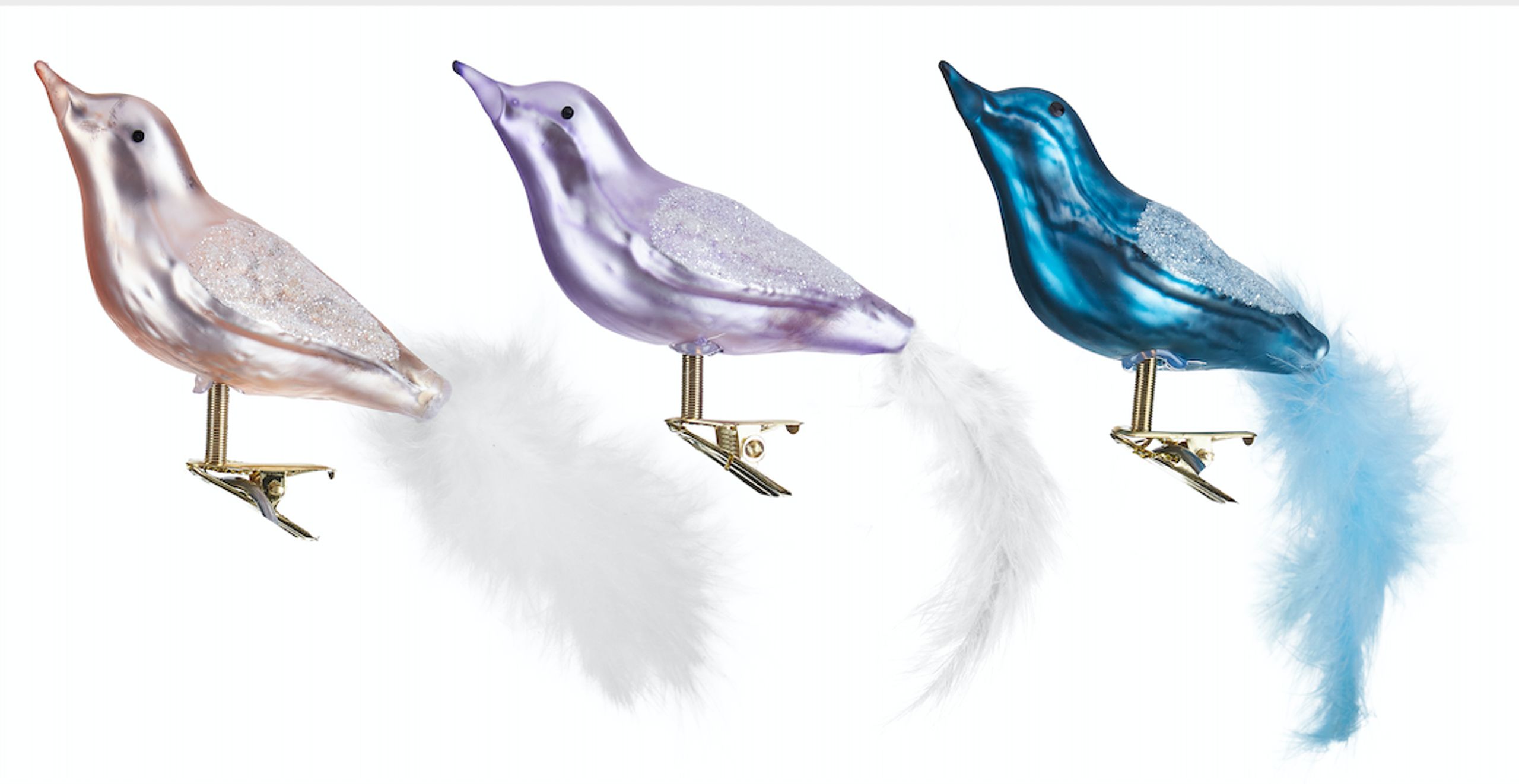 Bahne - Christmas Ornaments - Birds - 3 pcs - Purple/rose/blue