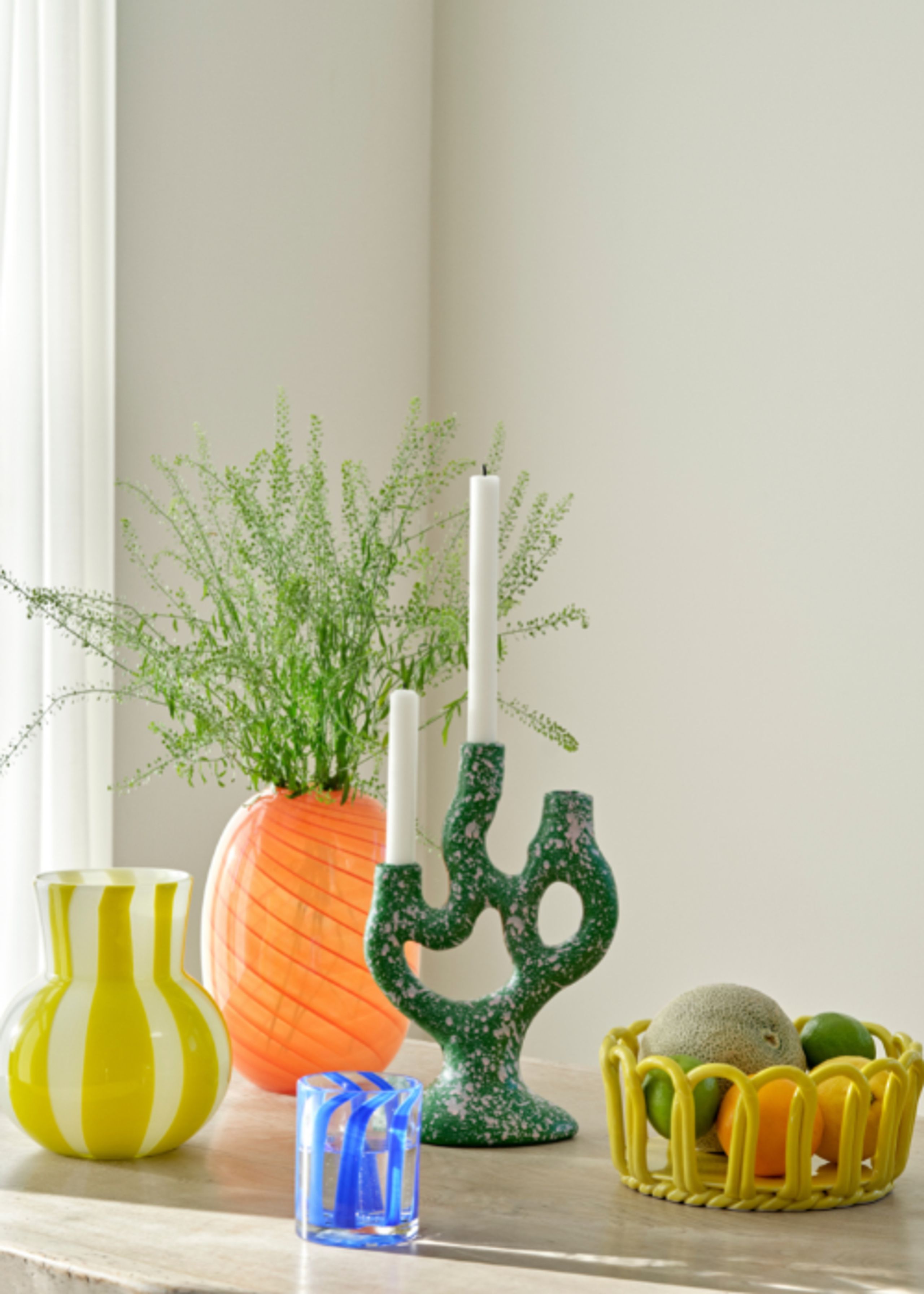 Cozy Living - Vaso - Candy Glass - Yellow/White