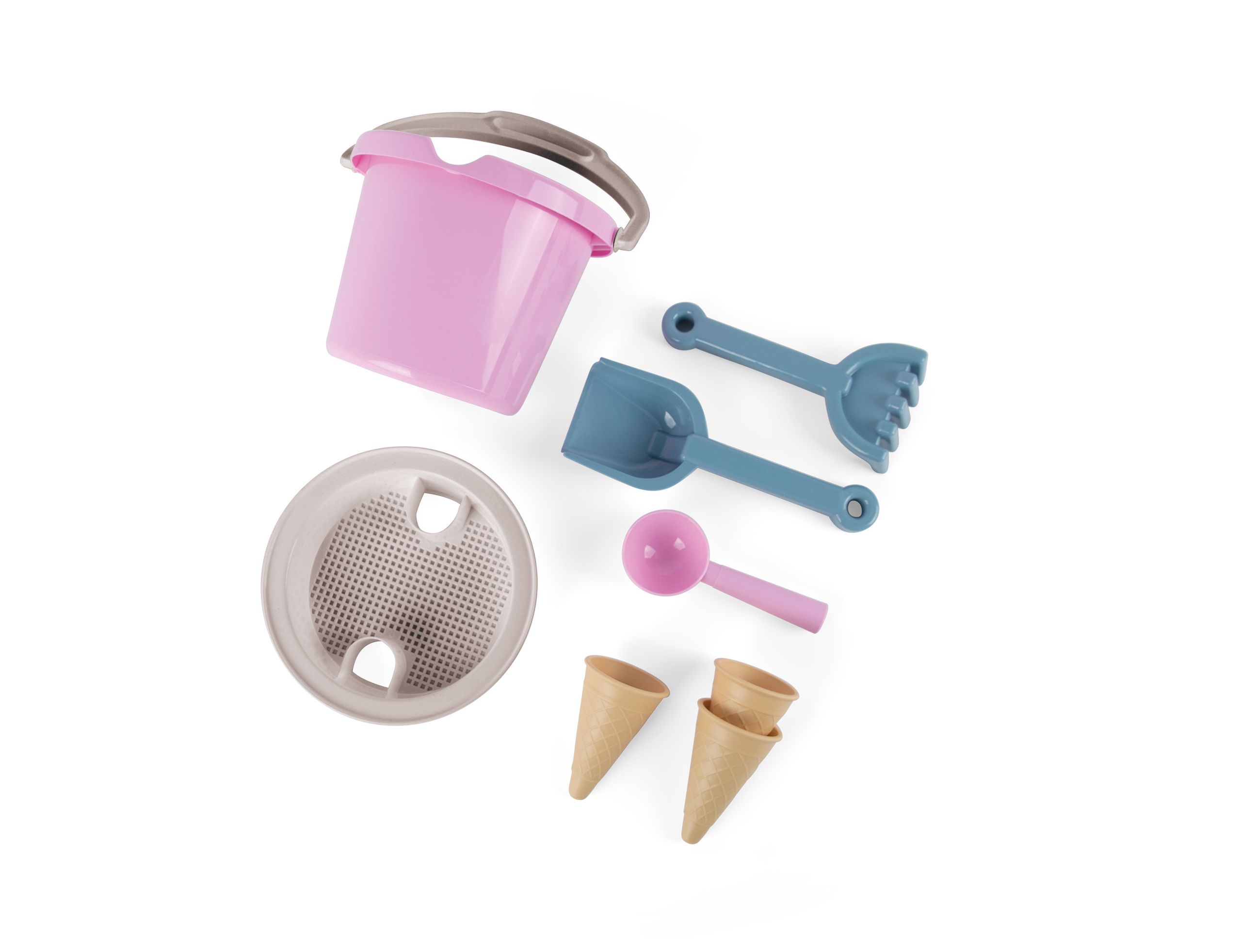 Dantoy - Spielzeug - Thorbjorn Bucket Set - Light Pink, Blue, Dust Brown, Light Gray, Warm Gray