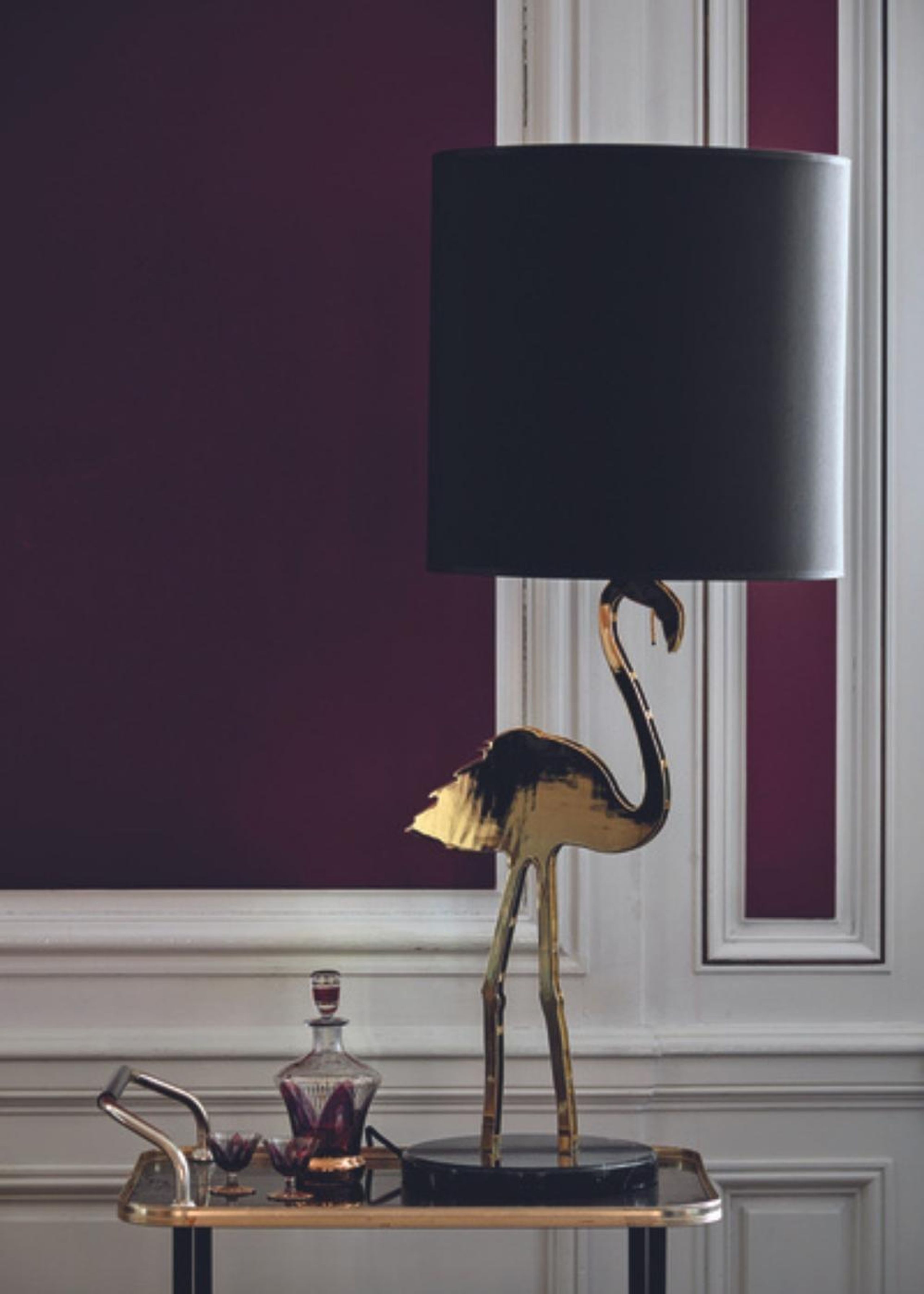 Design By Us - Pöytävalaisin - Crazy Flamingo Lamp - Gold/Black