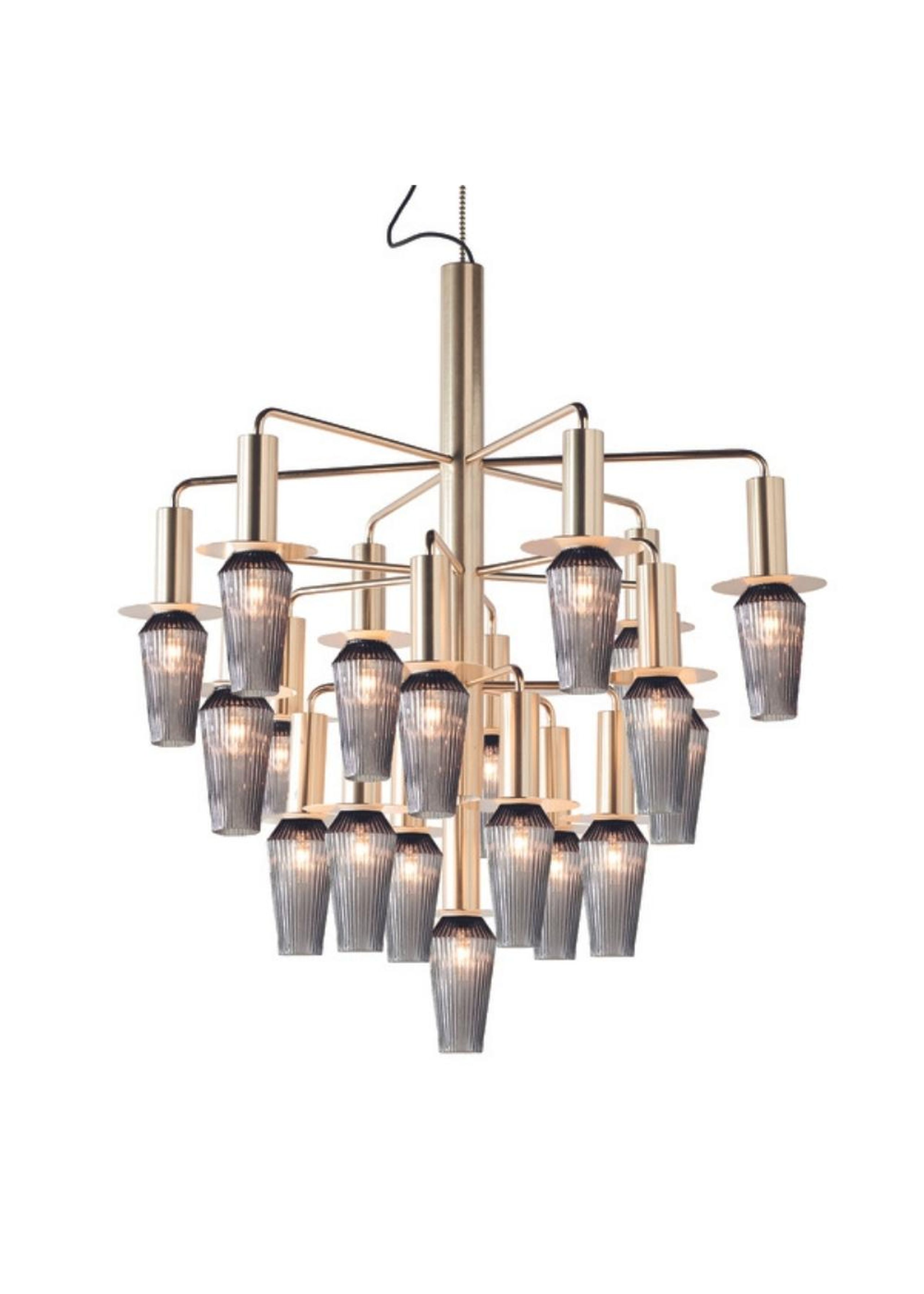 Design By Us - Lampe - Harakiri chandelier Lamp - Gold base - smoke