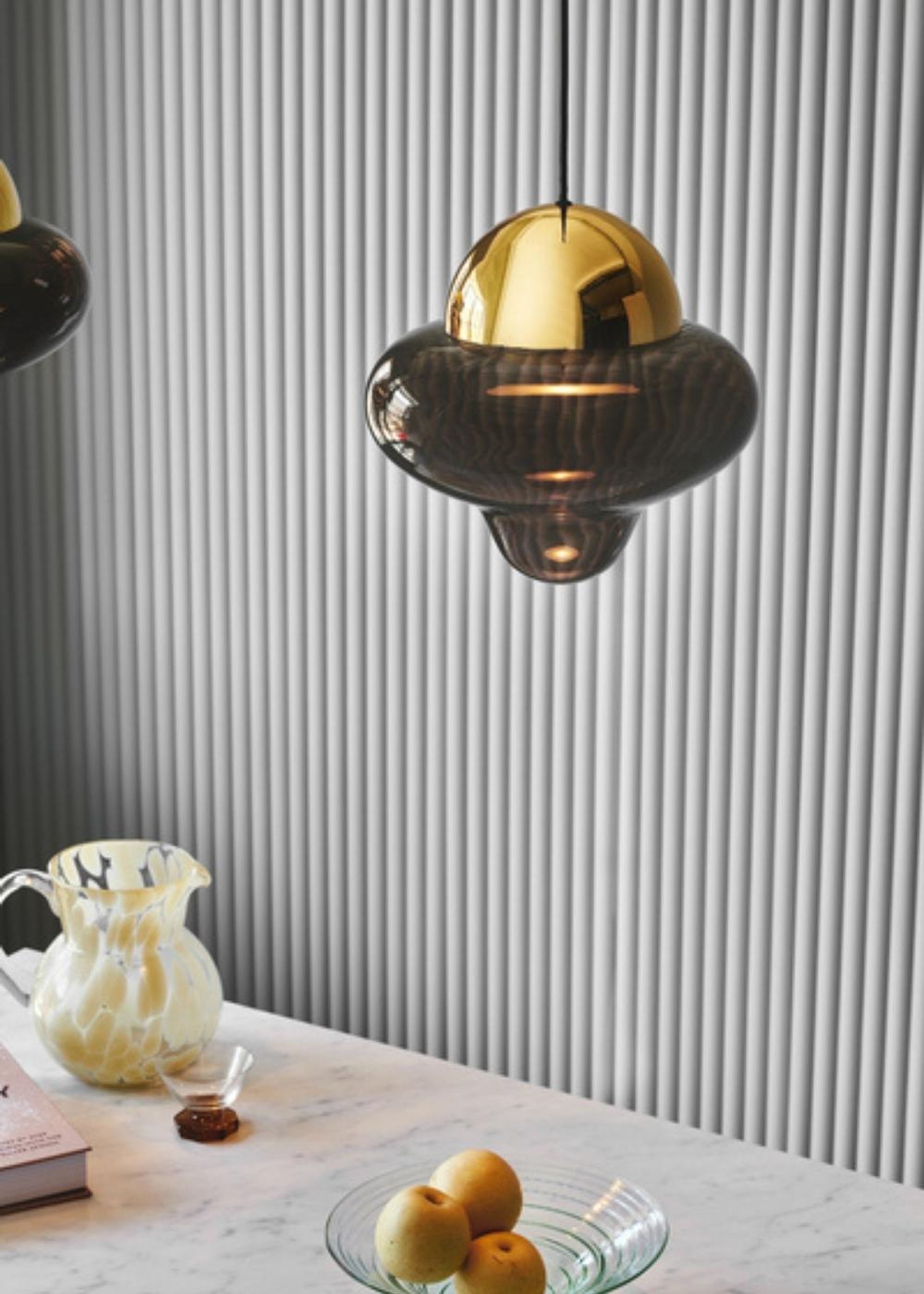 Design By Us - Pendant Lamp - Nutty Pendant Lamp - Large - Gold Dome - Brown