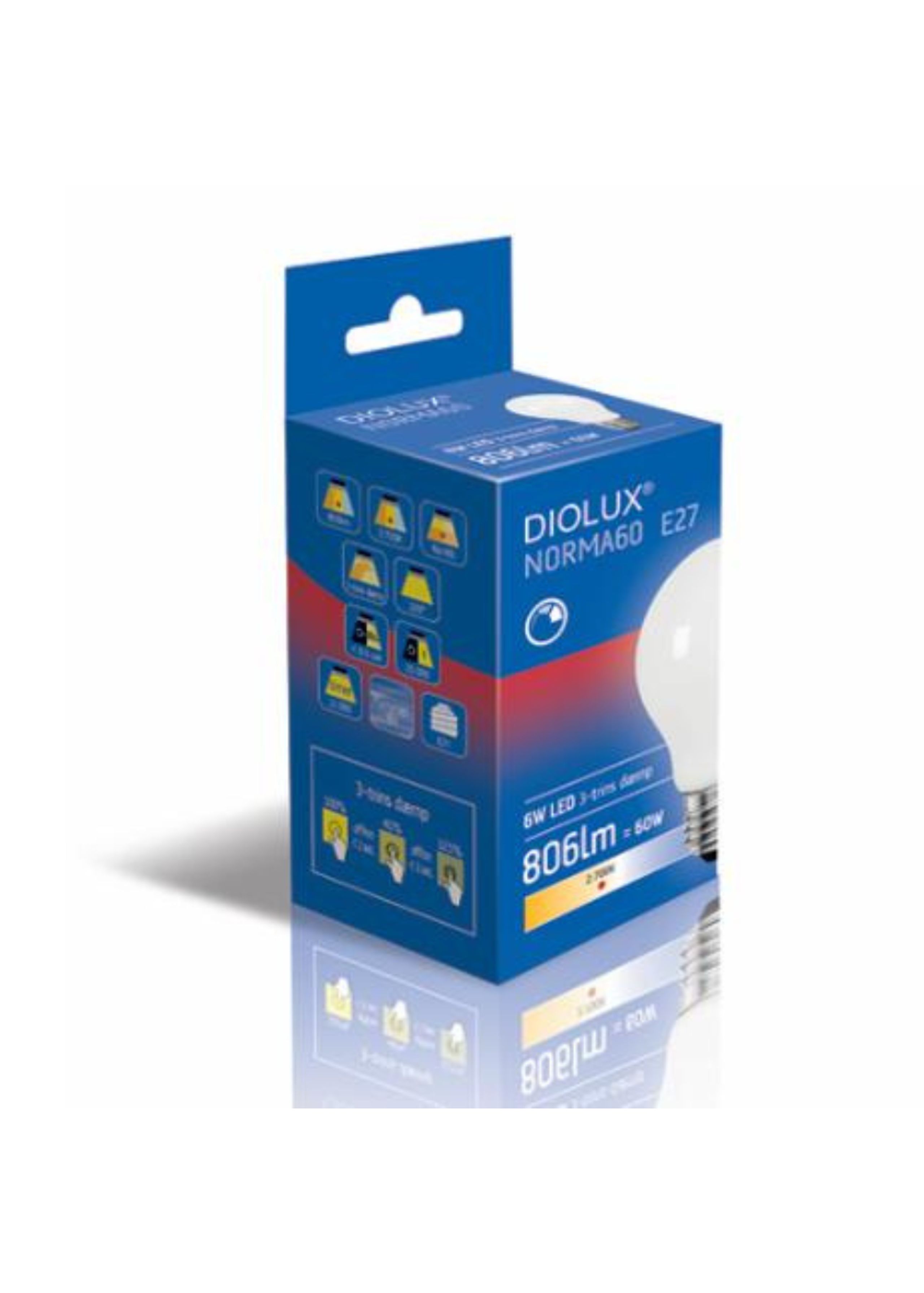 Diolux - Pærer - DIOLUX NORMA60 6W 827 E27 806lm 3-DIM - White