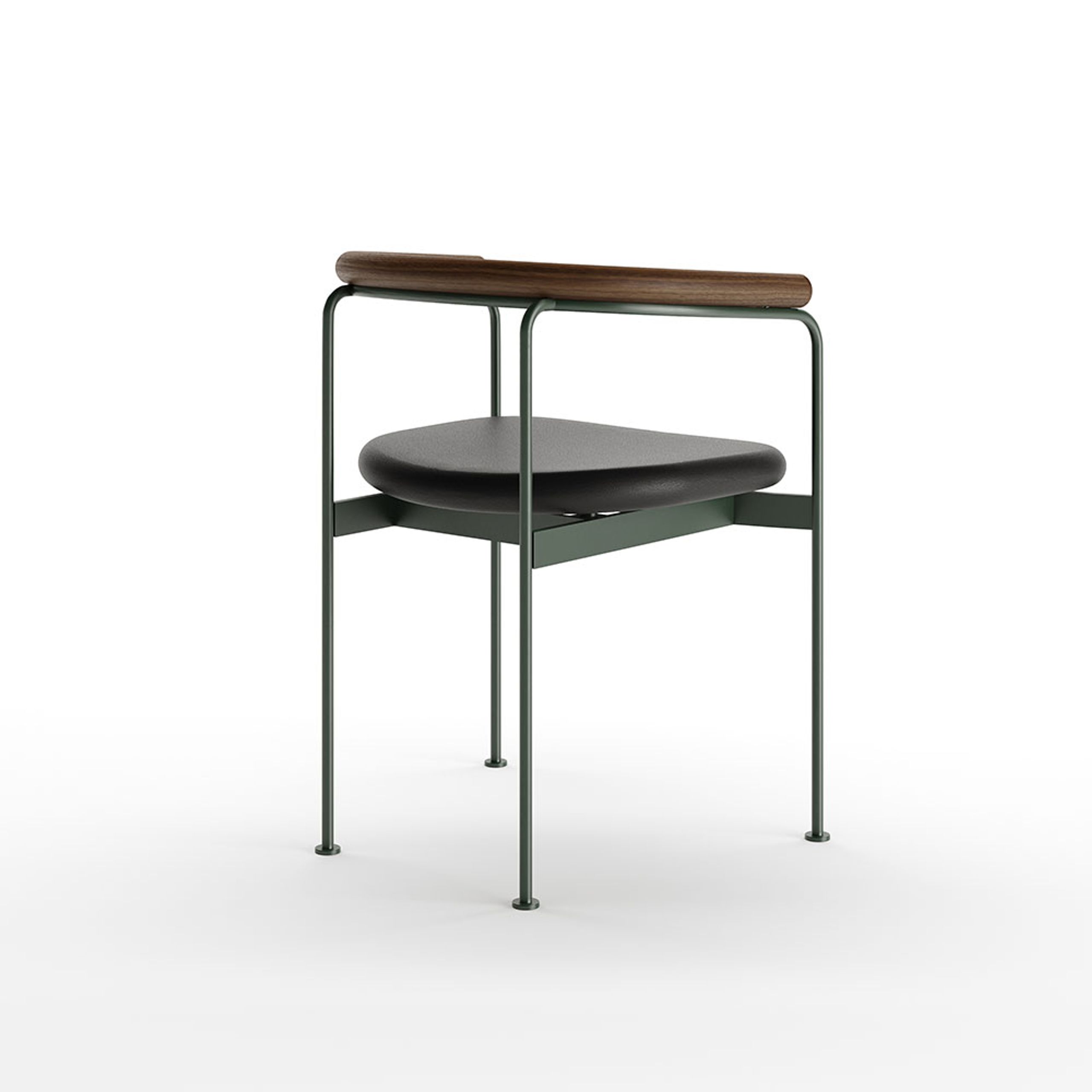 dk3 - Stol - BAIA CHAIR - Valnød / Sort Læder / Grøn