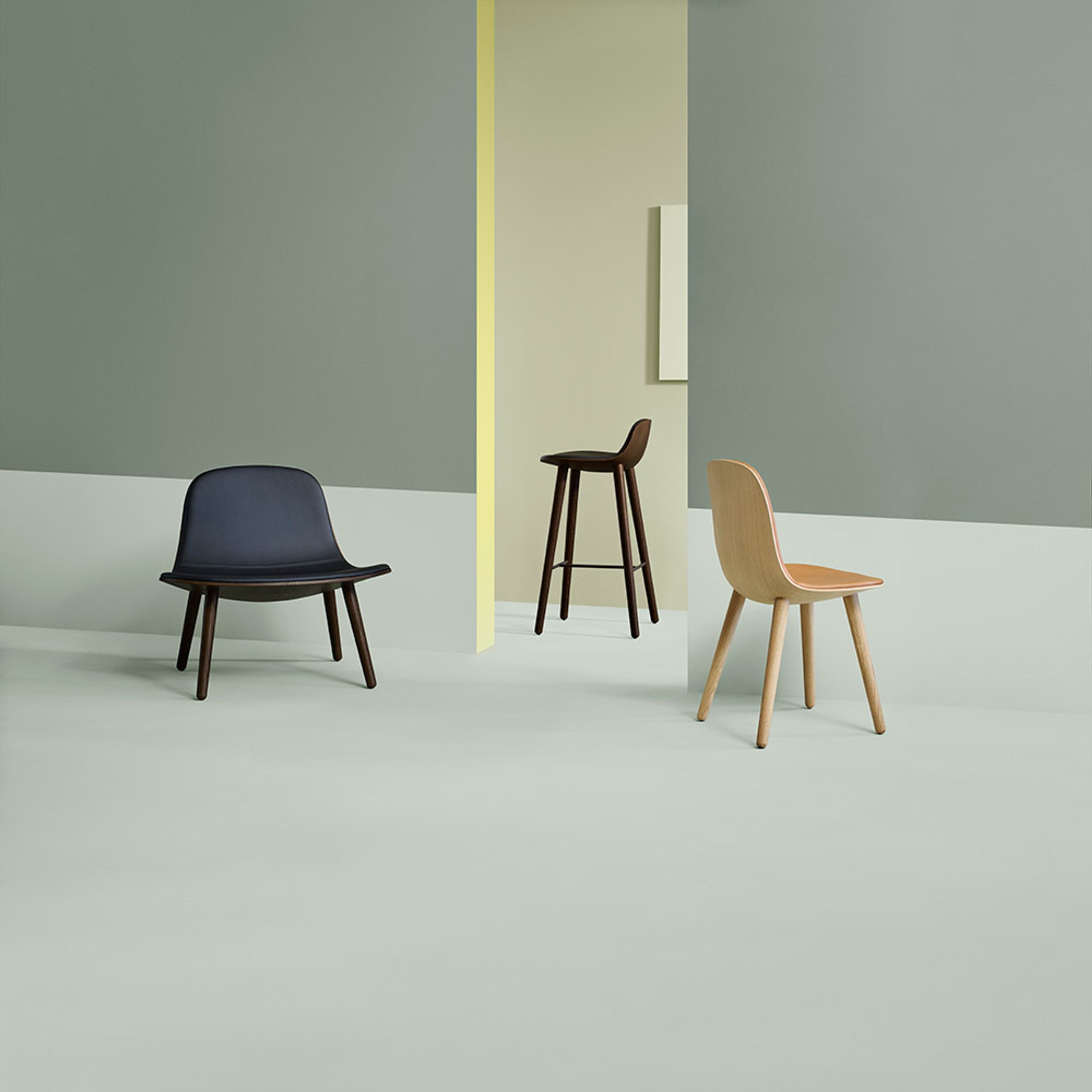 Eva Solo - Barstol - Abalone bar stool - Oak, Nature / Leather: Cognac