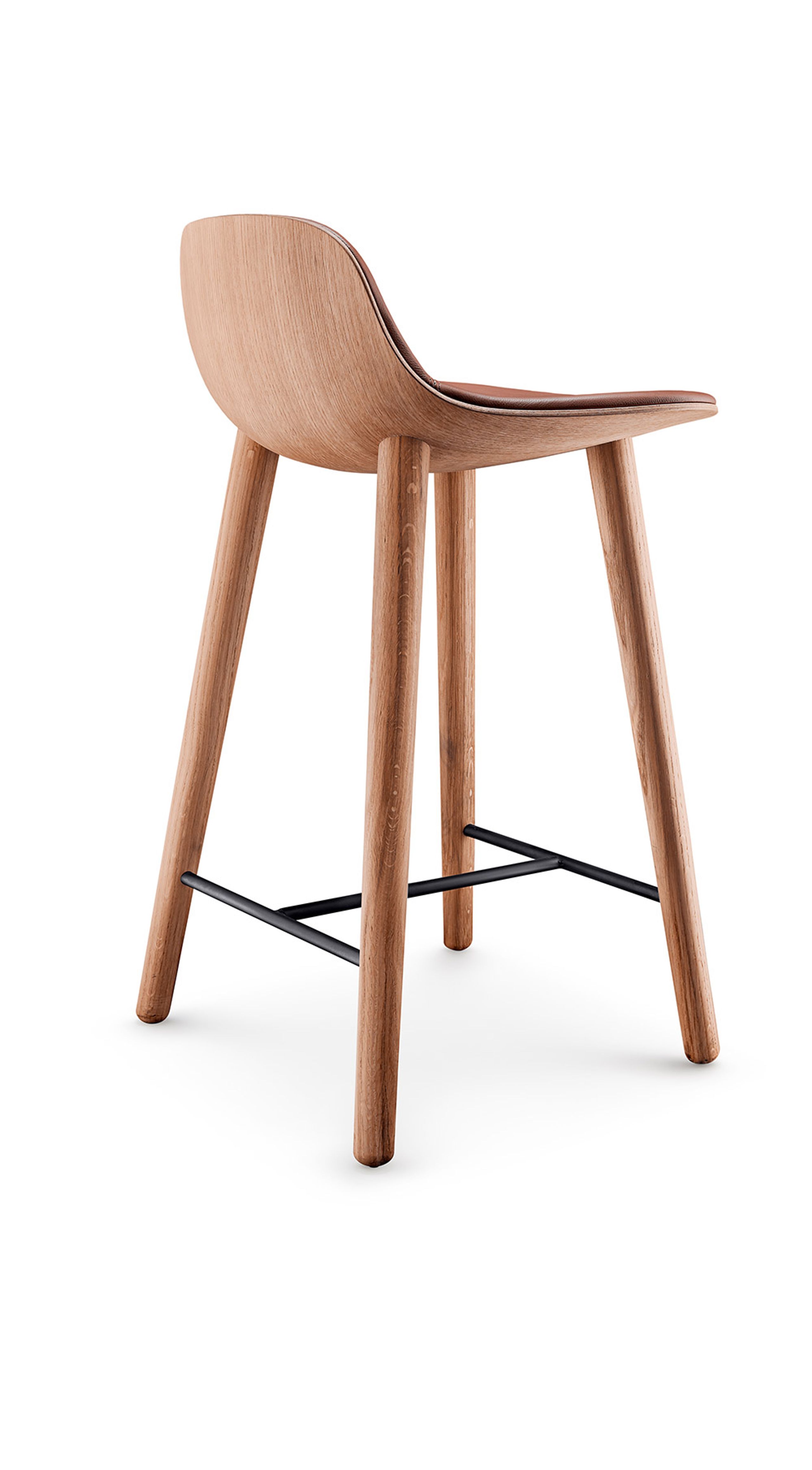Eva Solo - Barstol - Abalone bar stool - Oak, Nature / Leather: Cognac