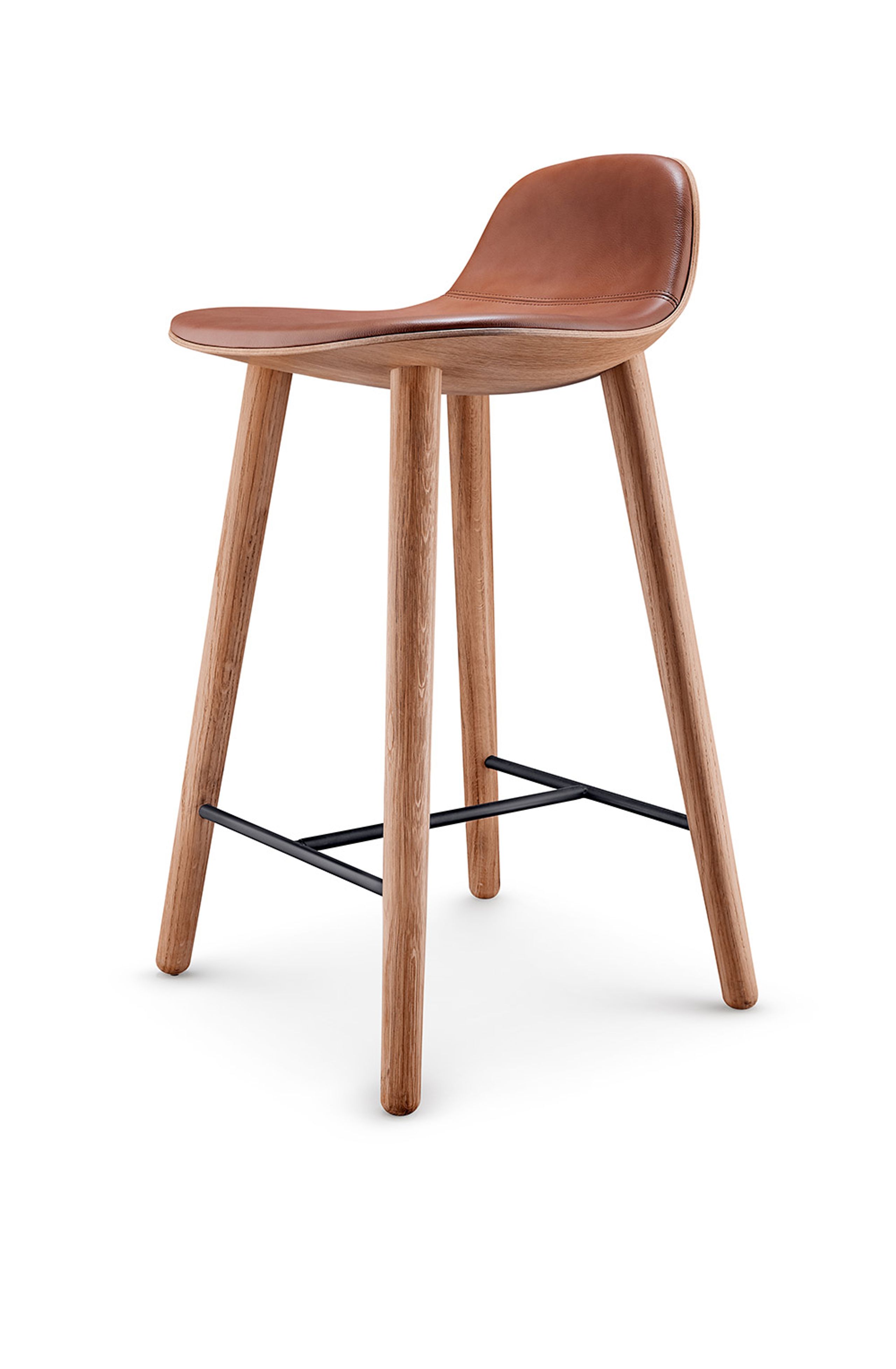 Eva Solo - Barstol - Abalone bar stool - Oak, Nature / Leather: Cognac