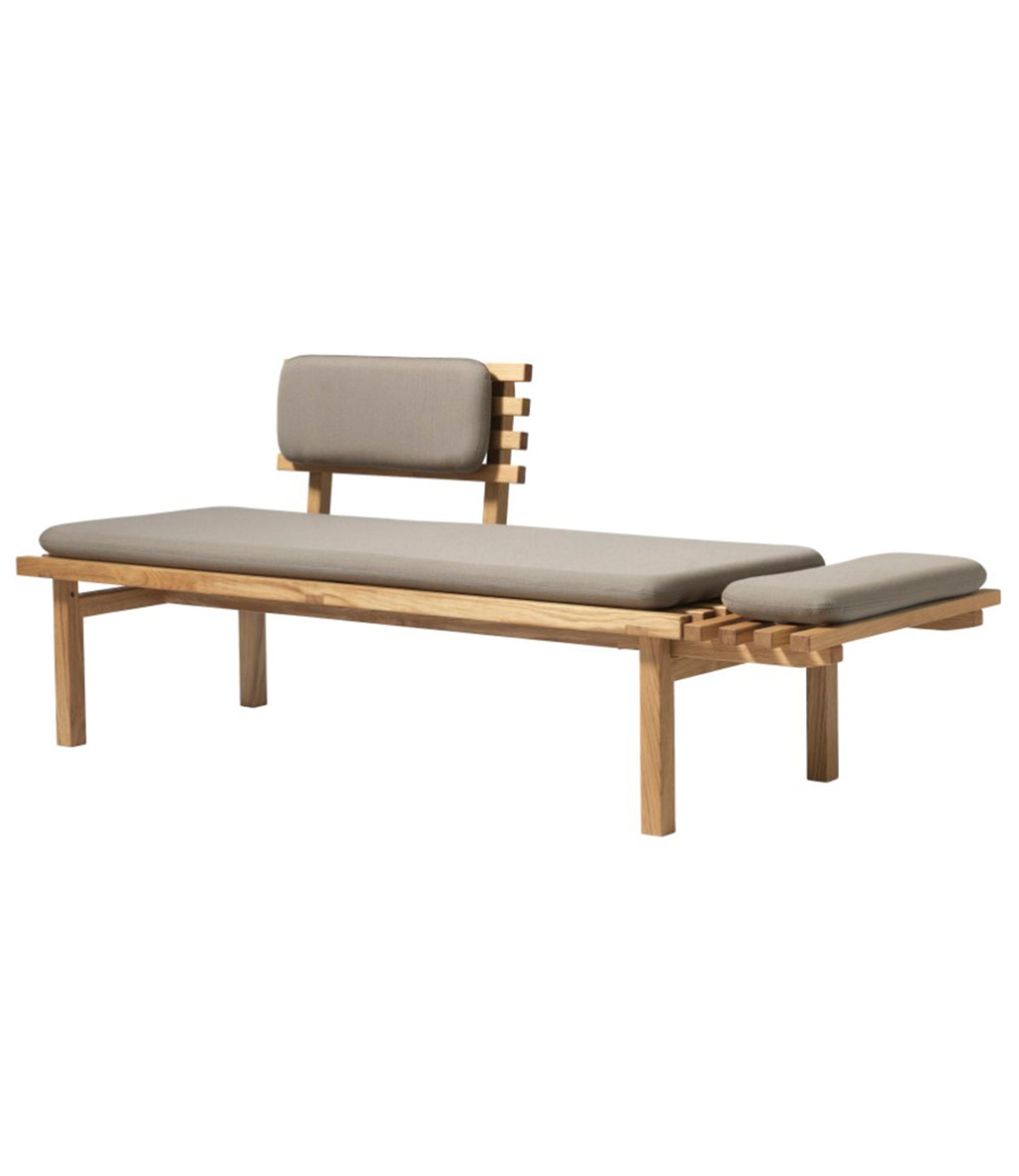 FDB Møbler / Furniture - Bænk - H102 - Vindeby Sofa Bænk - Eg / Grå Tekstil