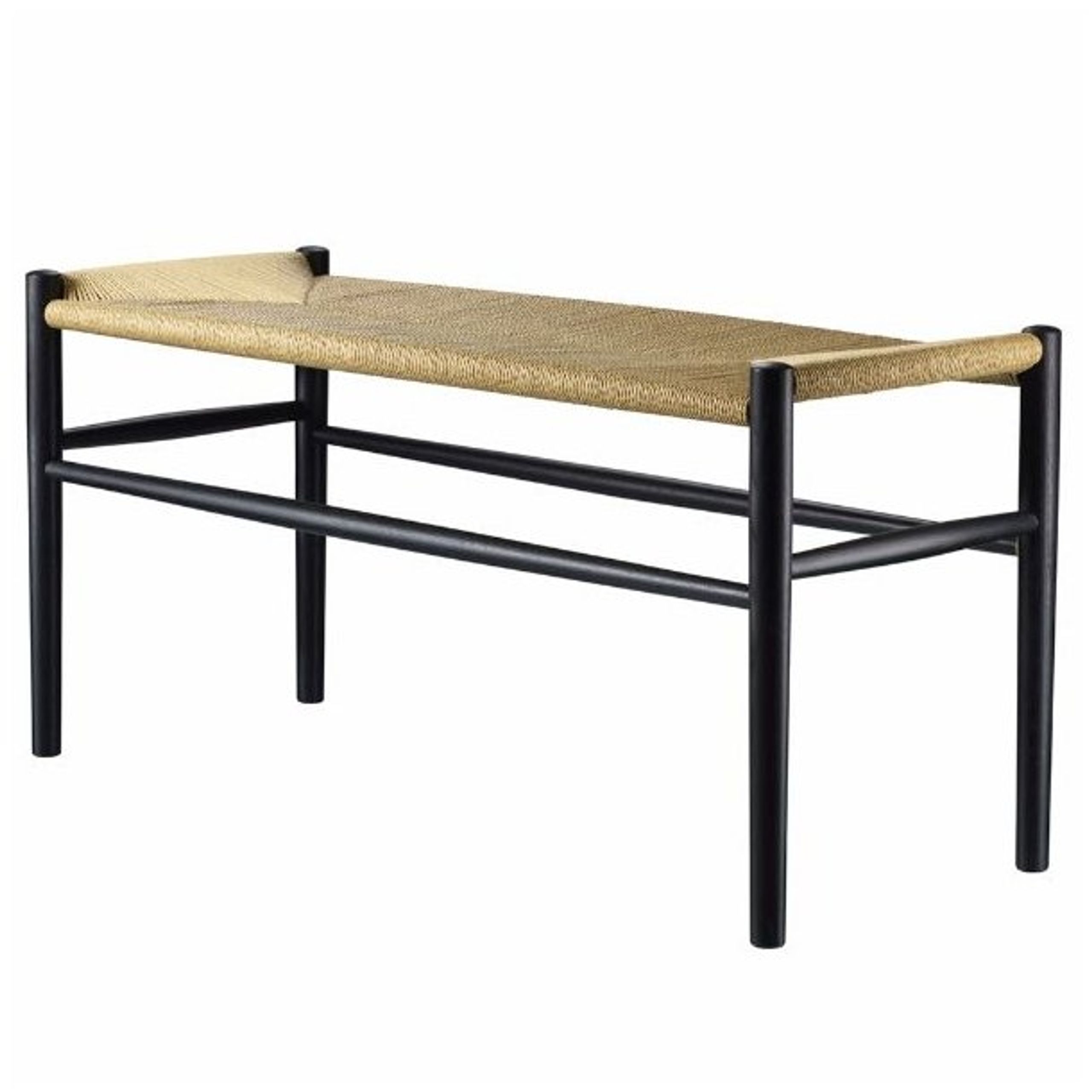 FDB Møbler / Furniture - Bænk - J163 af Jørgen Bækmark - Sort/Natur flet